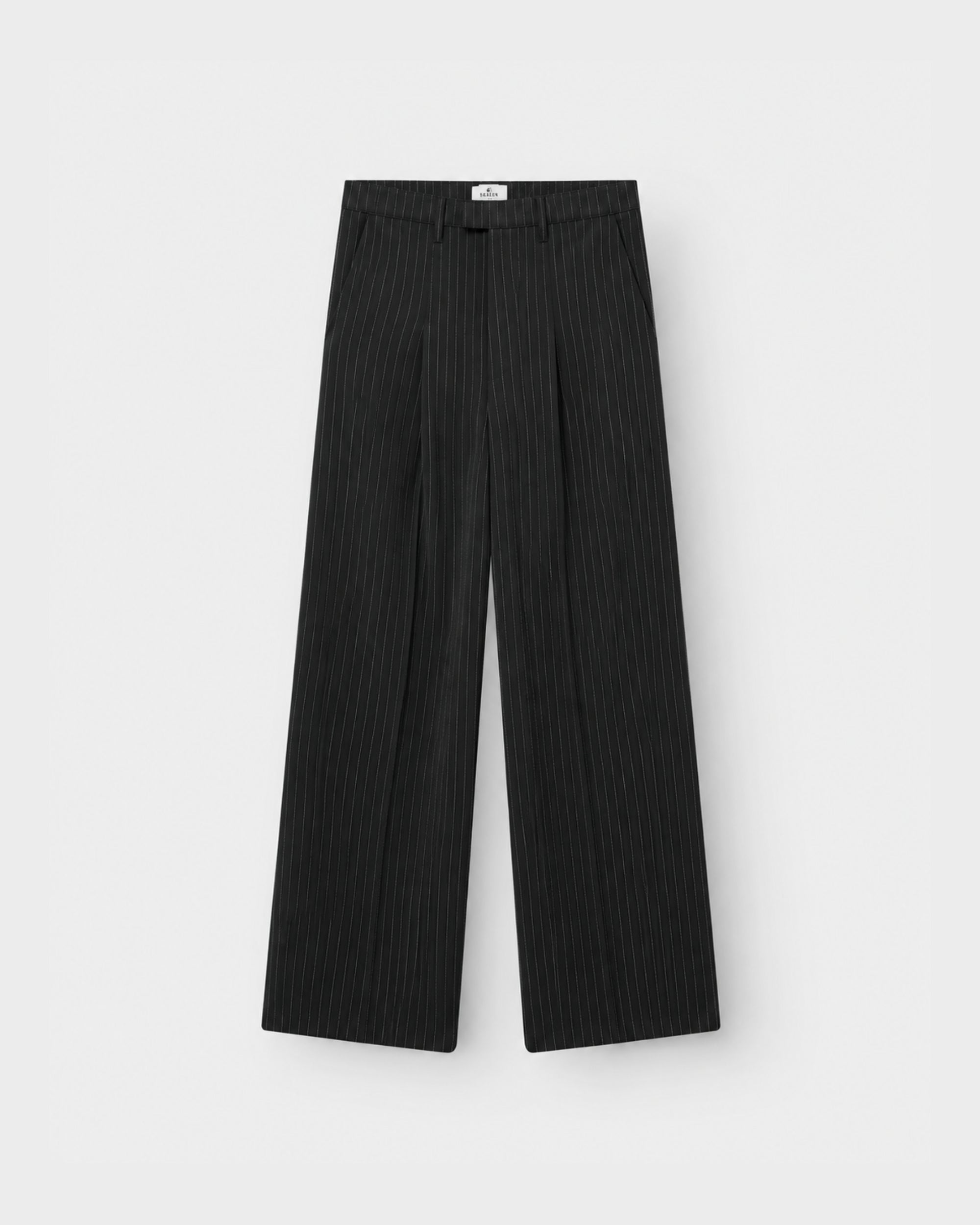 Baggy Suit Pants Black Pinstriped