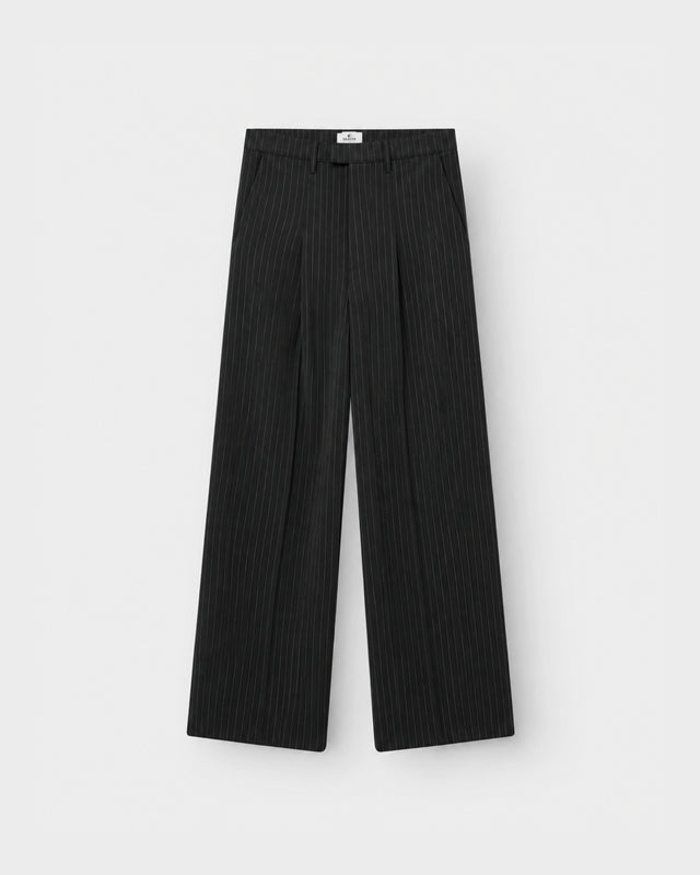 Baggy Suit Pants Black Pinstriped