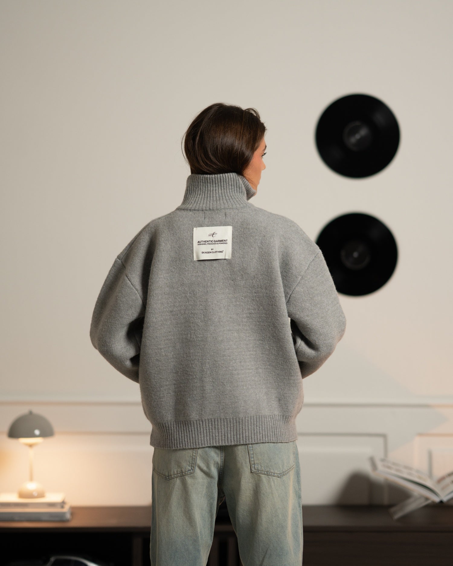 Full-zip Sweater Light grey