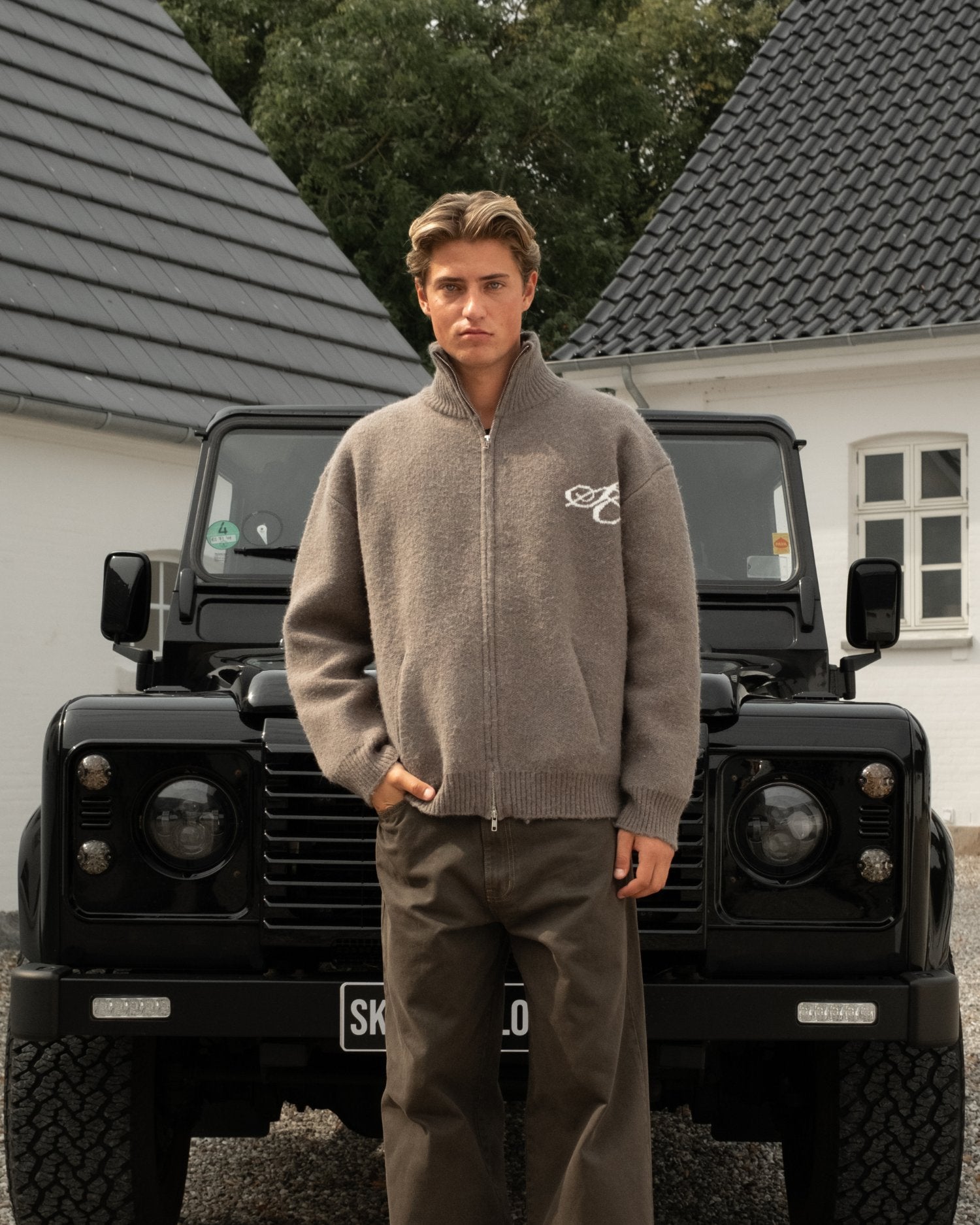 Full-zip Sweater Dark grey