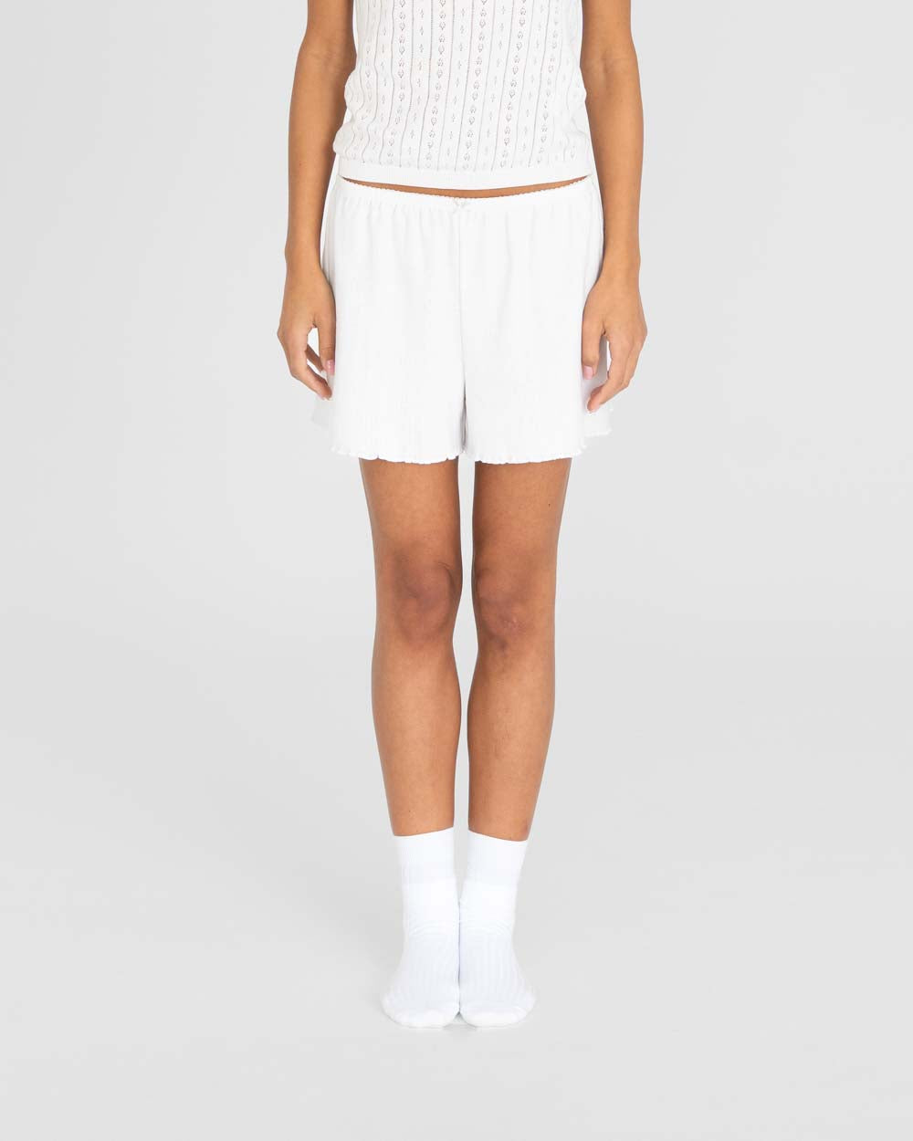 Pointelle Shorts White
