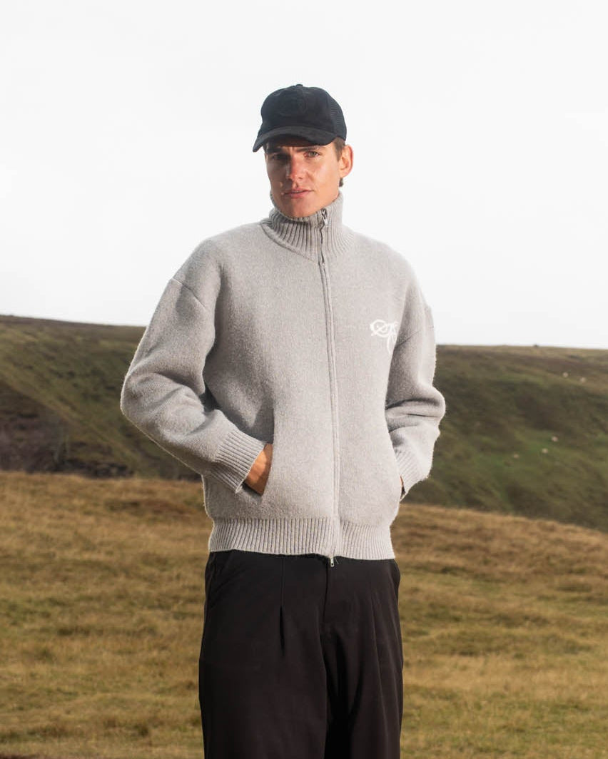 Full-zip Sweater Light grey