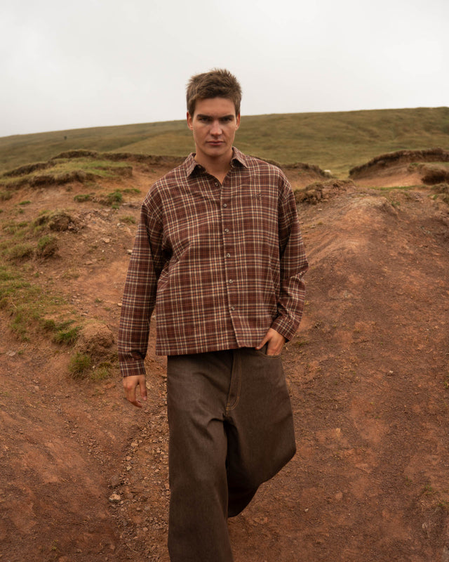 Checked Flannel shirt bordeaux