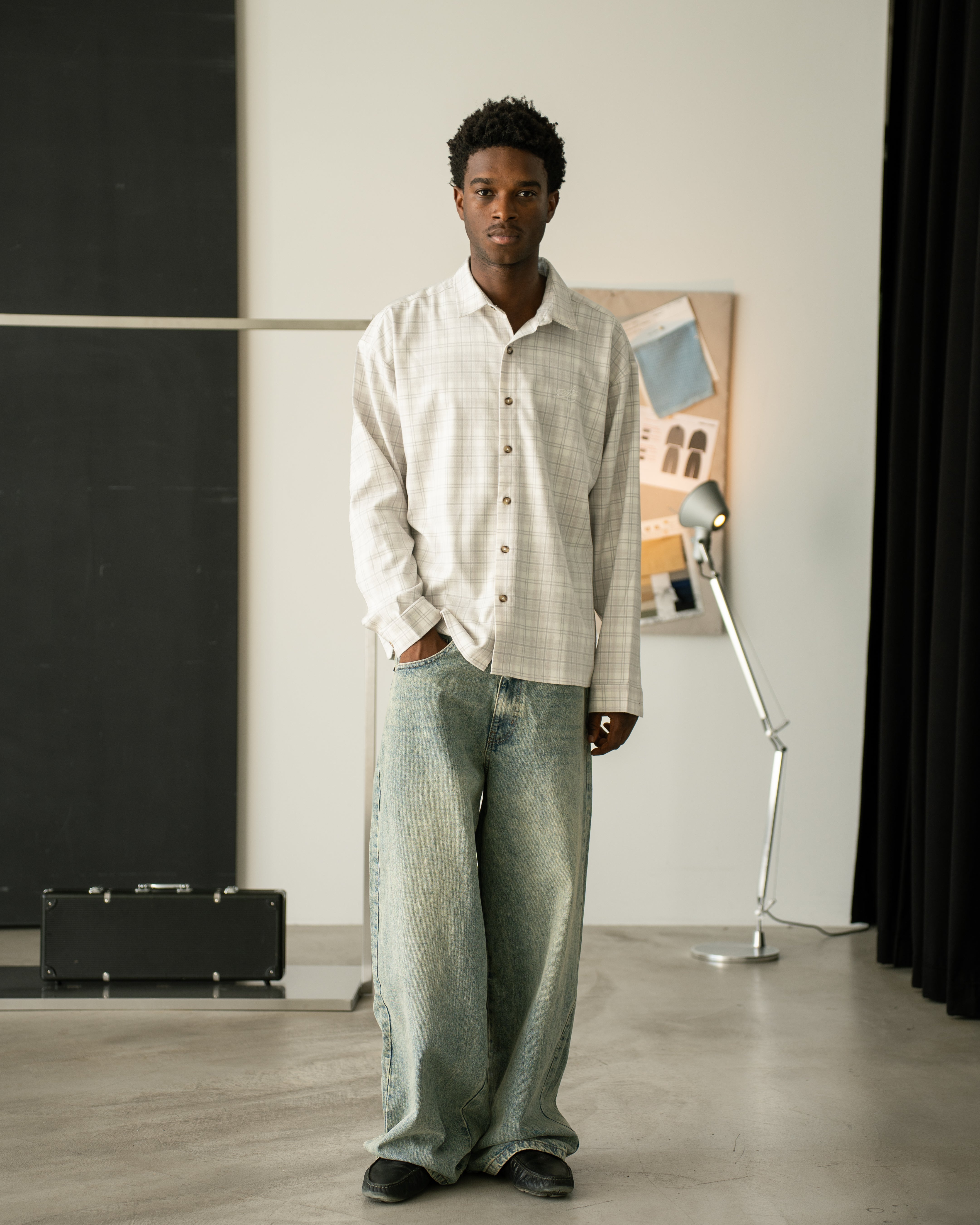 Checked Flannel shirt White