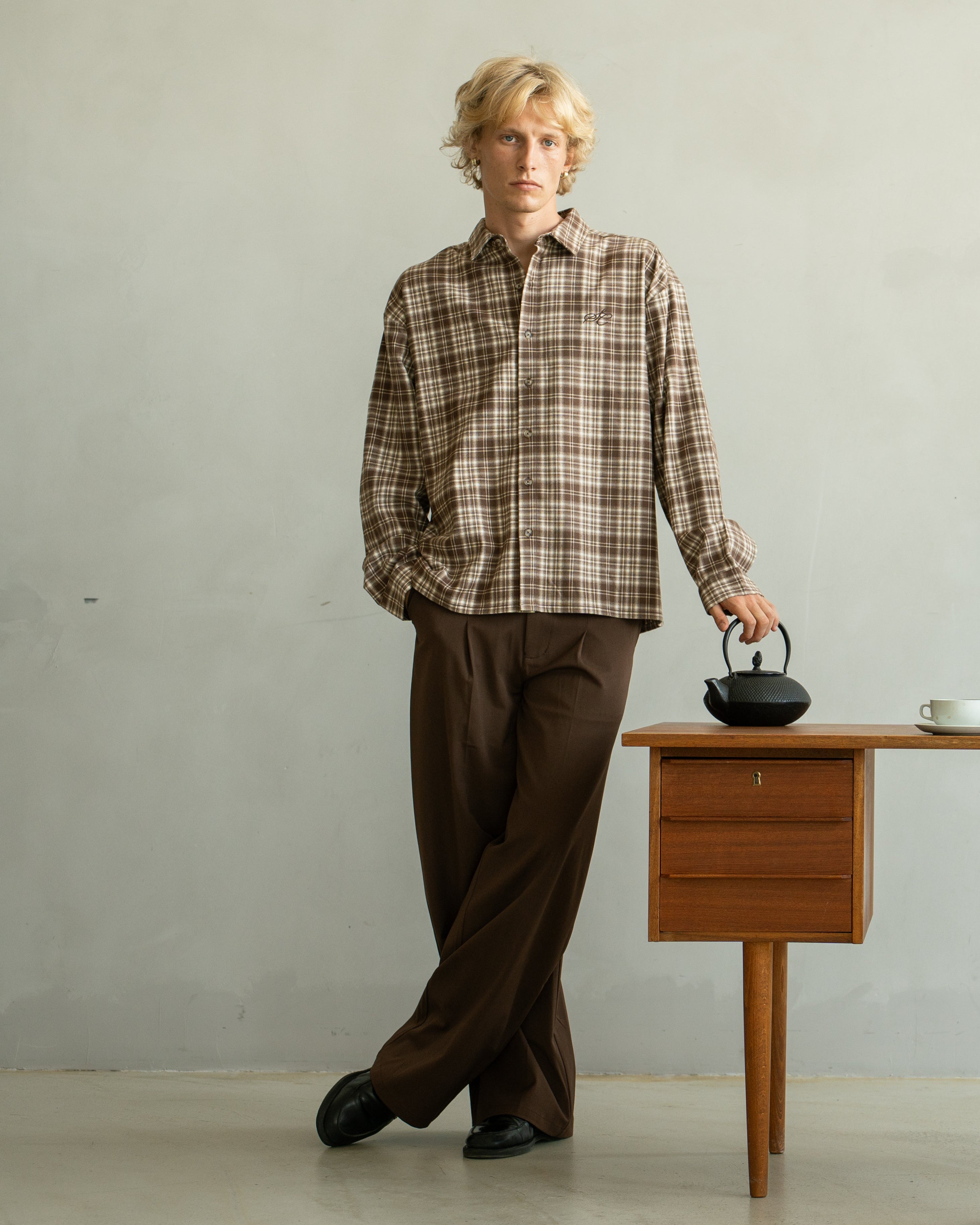 Checked Flannel shirt Brown