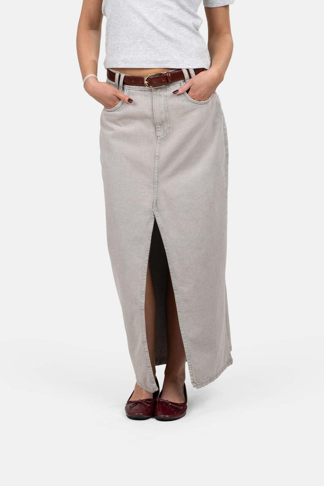 Front Slit Skirt Light Grey