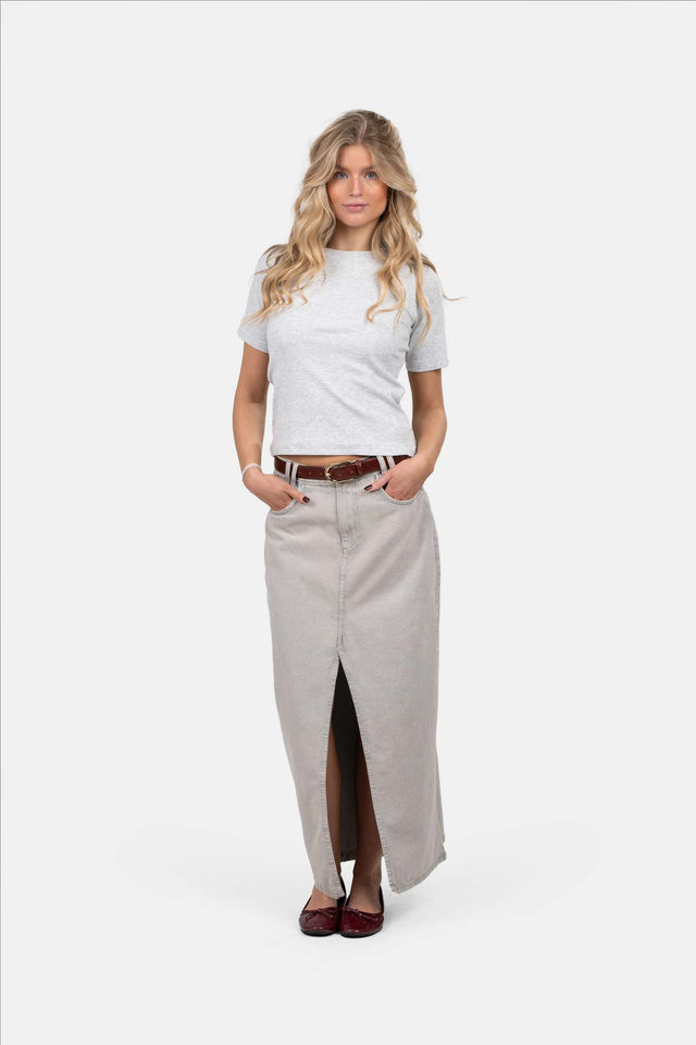 Front Slit Skirt Light Grey