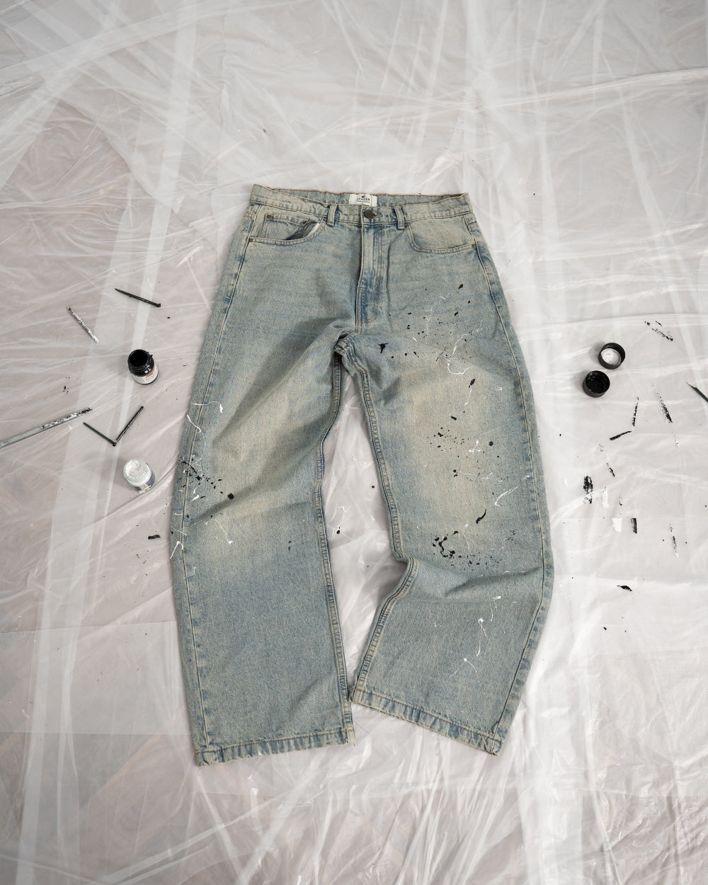 Baggy Denim Jeans Paint Splatter