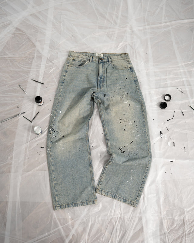 Baggy Denim Jeans Paint Splatter