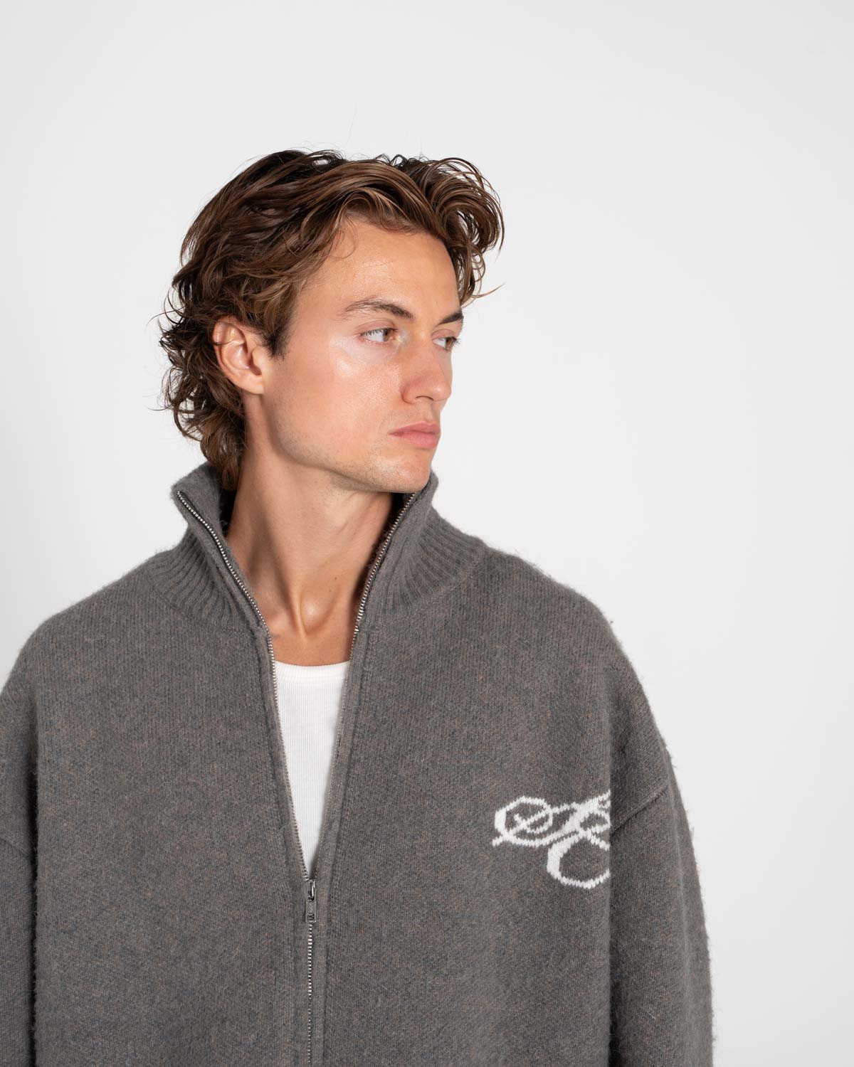 Full-zip Sweater Dark grey