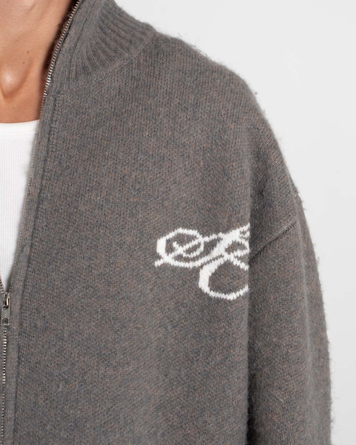 Full-zip Sweater Dark grey