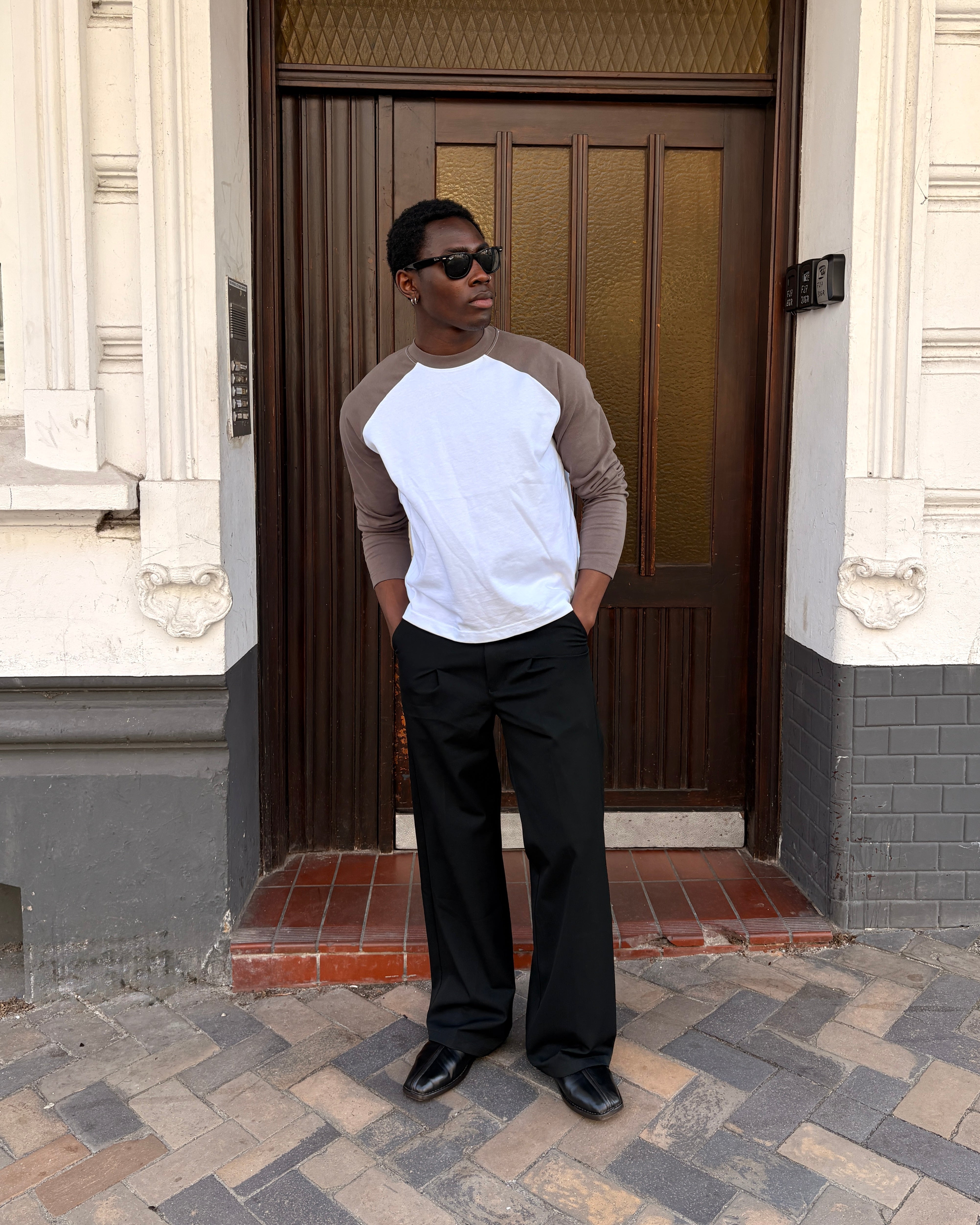 Raglan Longsleeve T-shirt White/Grey
