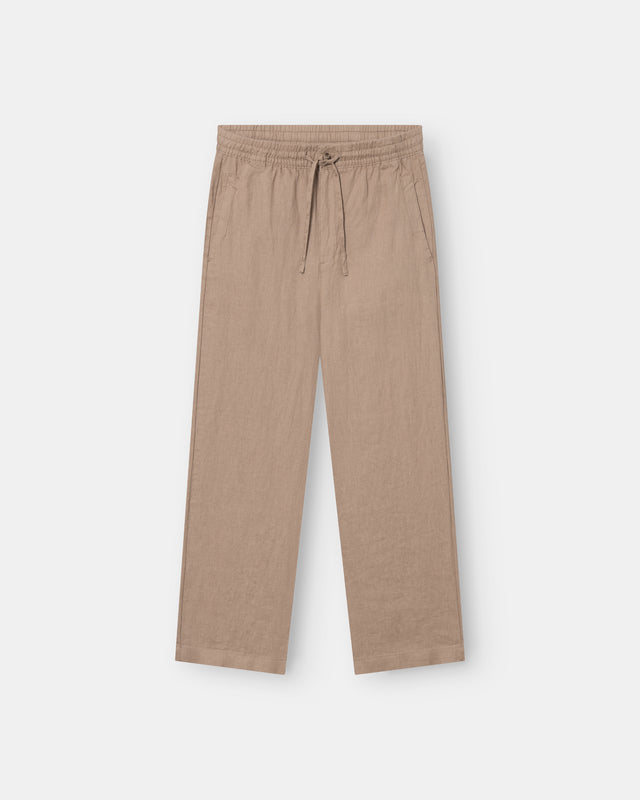 Baggy 100% hørbukser Mokka