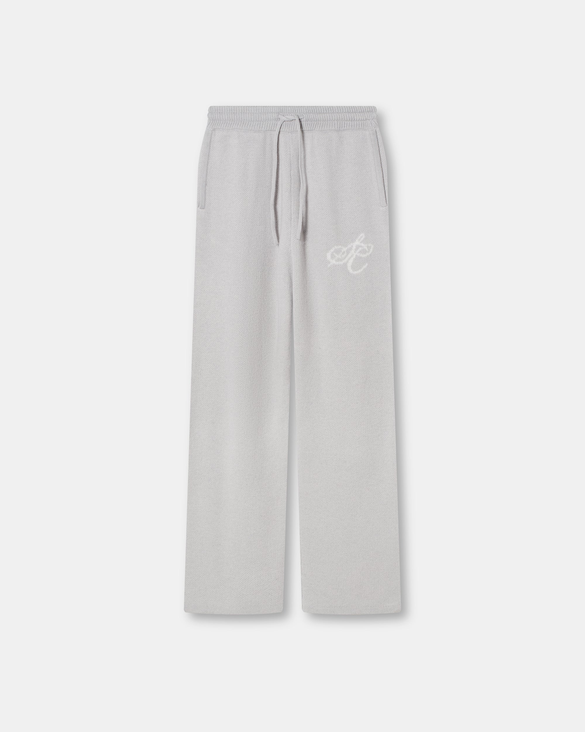 Jacquard Knitted Wool pants light grey