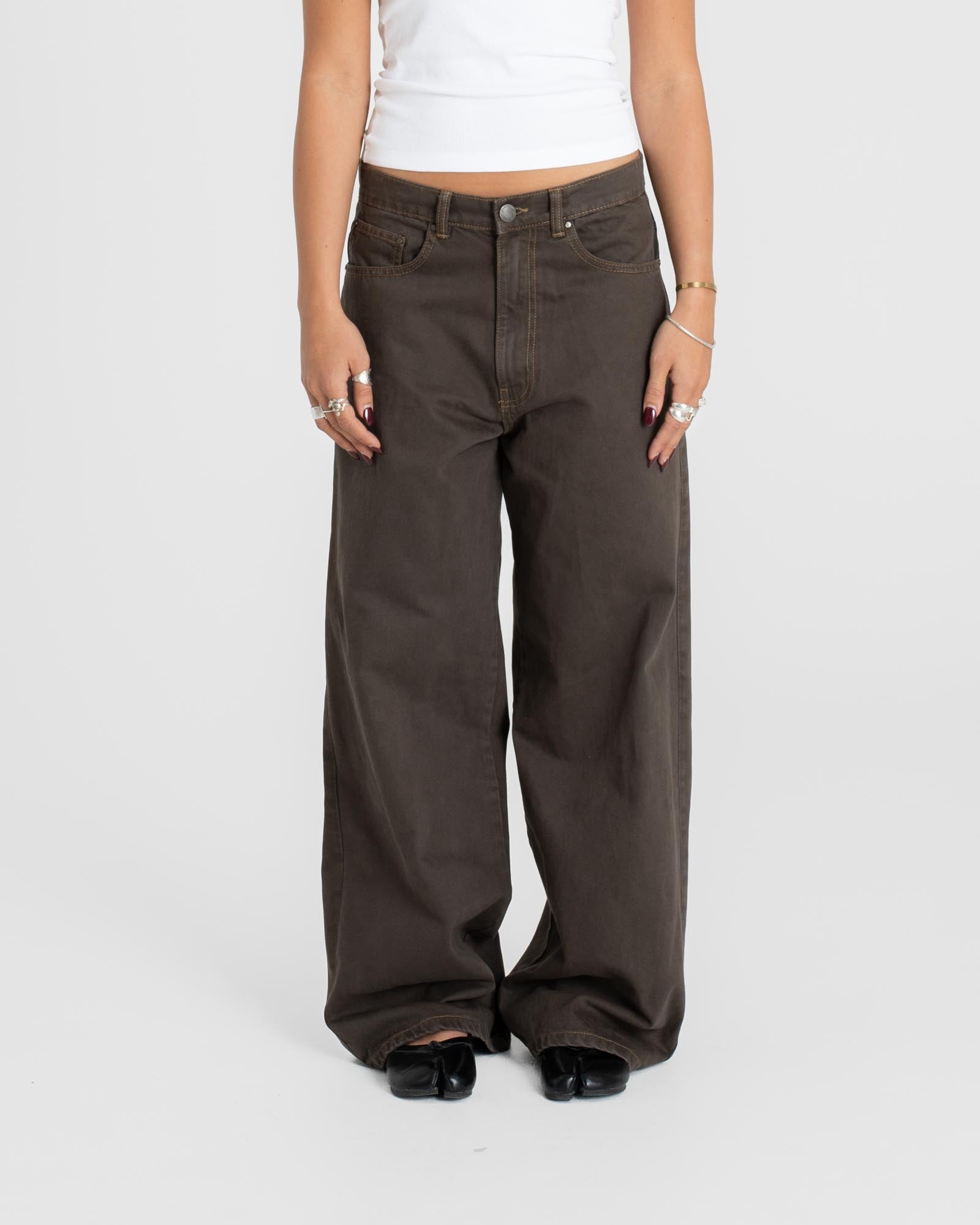 Extra Baggy Denim Jeans Brown