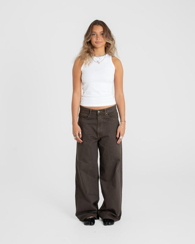 Extra Baggy Denim Jeans Brown Dame