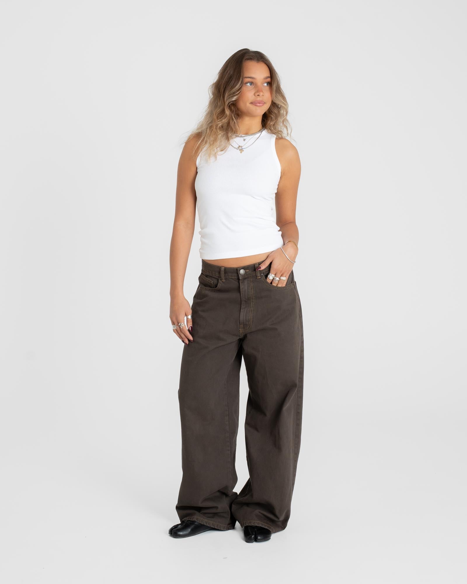 Extra Baggy Denim Jeans Brown