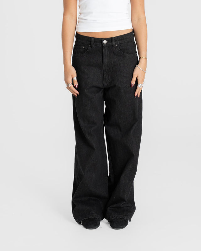 Extra Baggy Denim Jeans Black Dame
