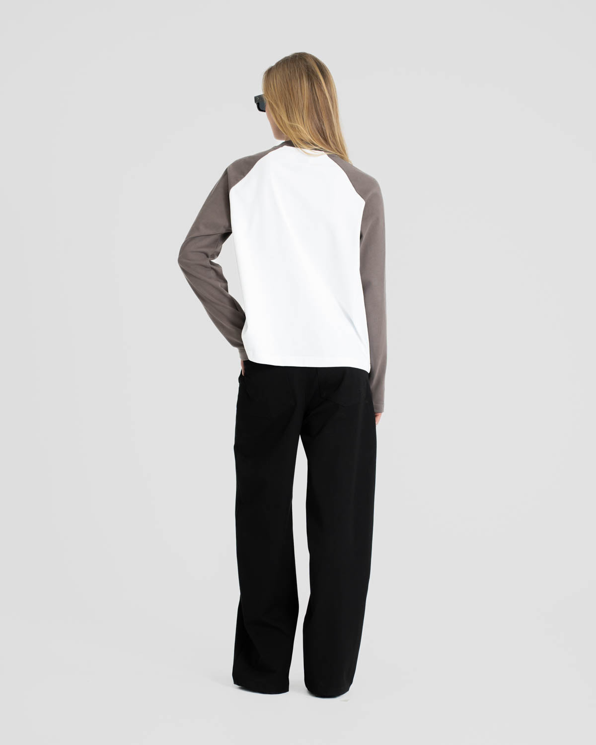 Raglan Longsleeve T-shirt White/Grey dame