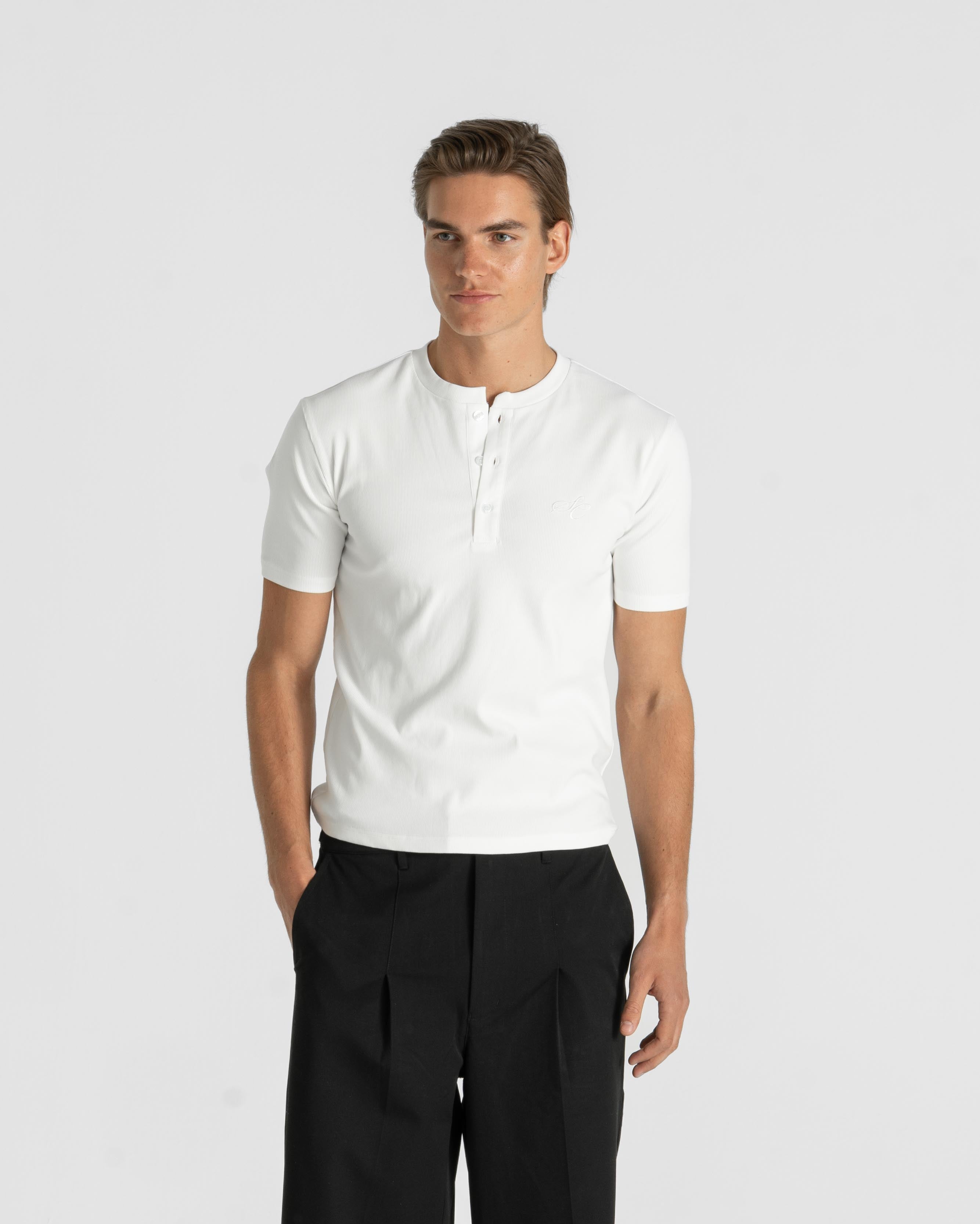 Henley Short Sleeve White