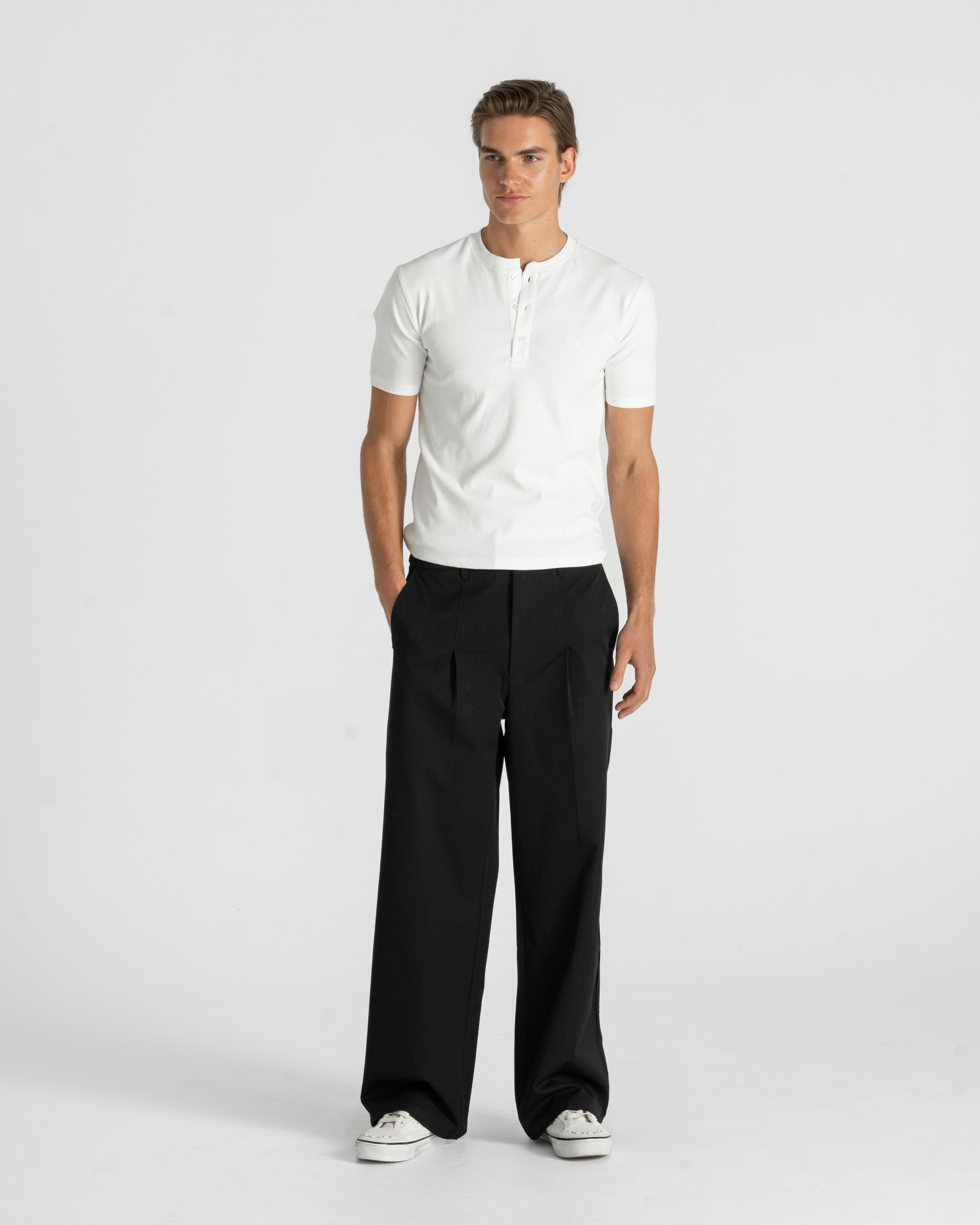 Henley Short Sleeve White