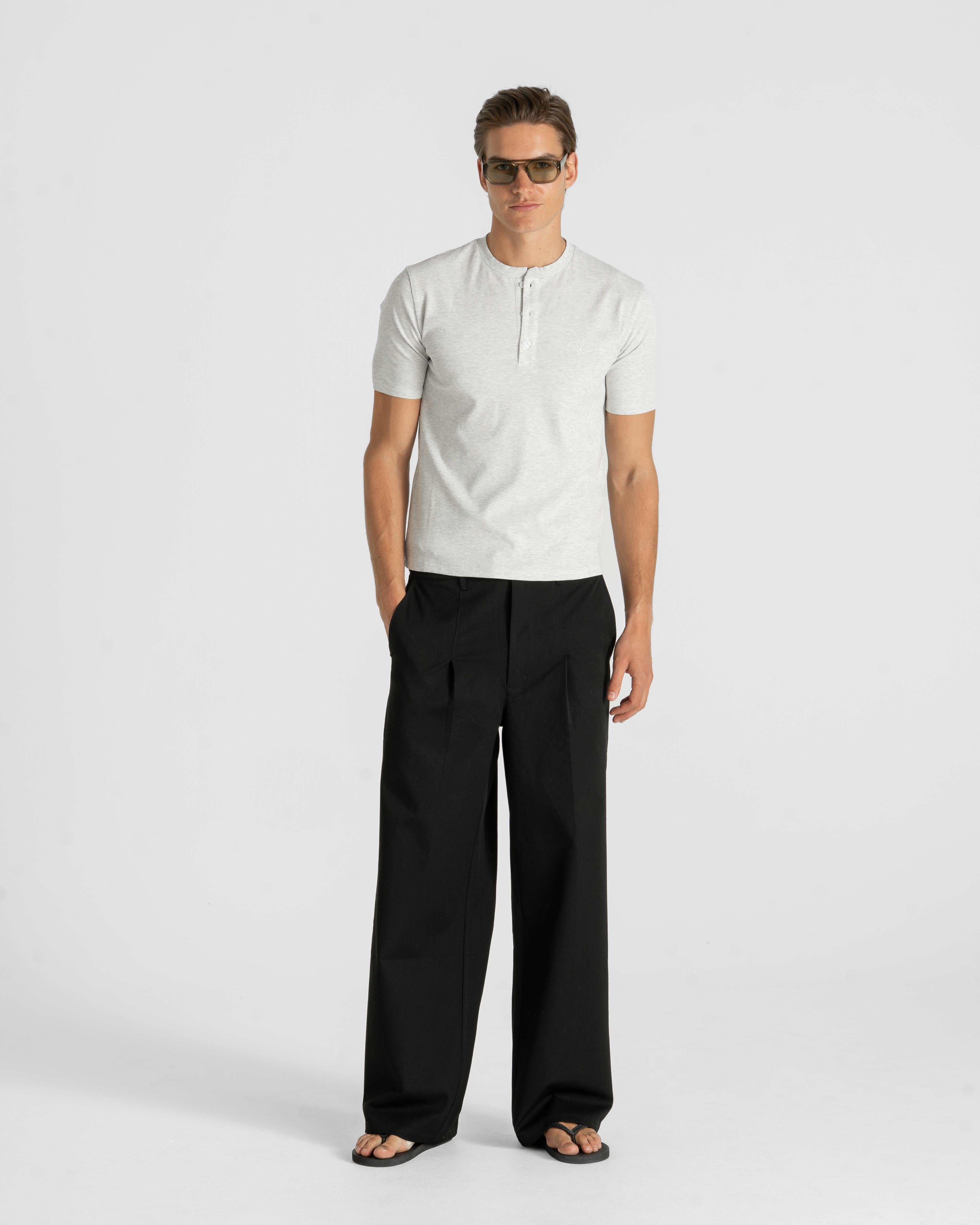 Henley Short Sleeve Heather Grey