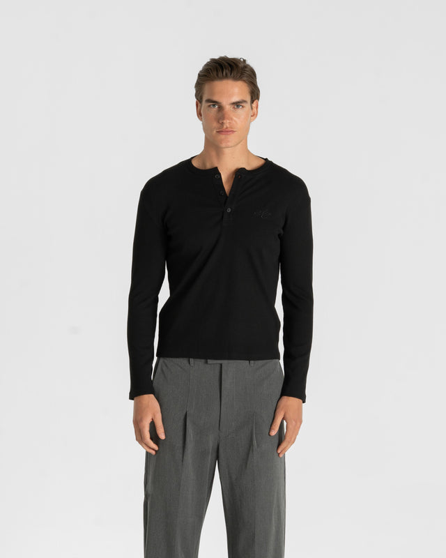 Henley Long Sleeve Black