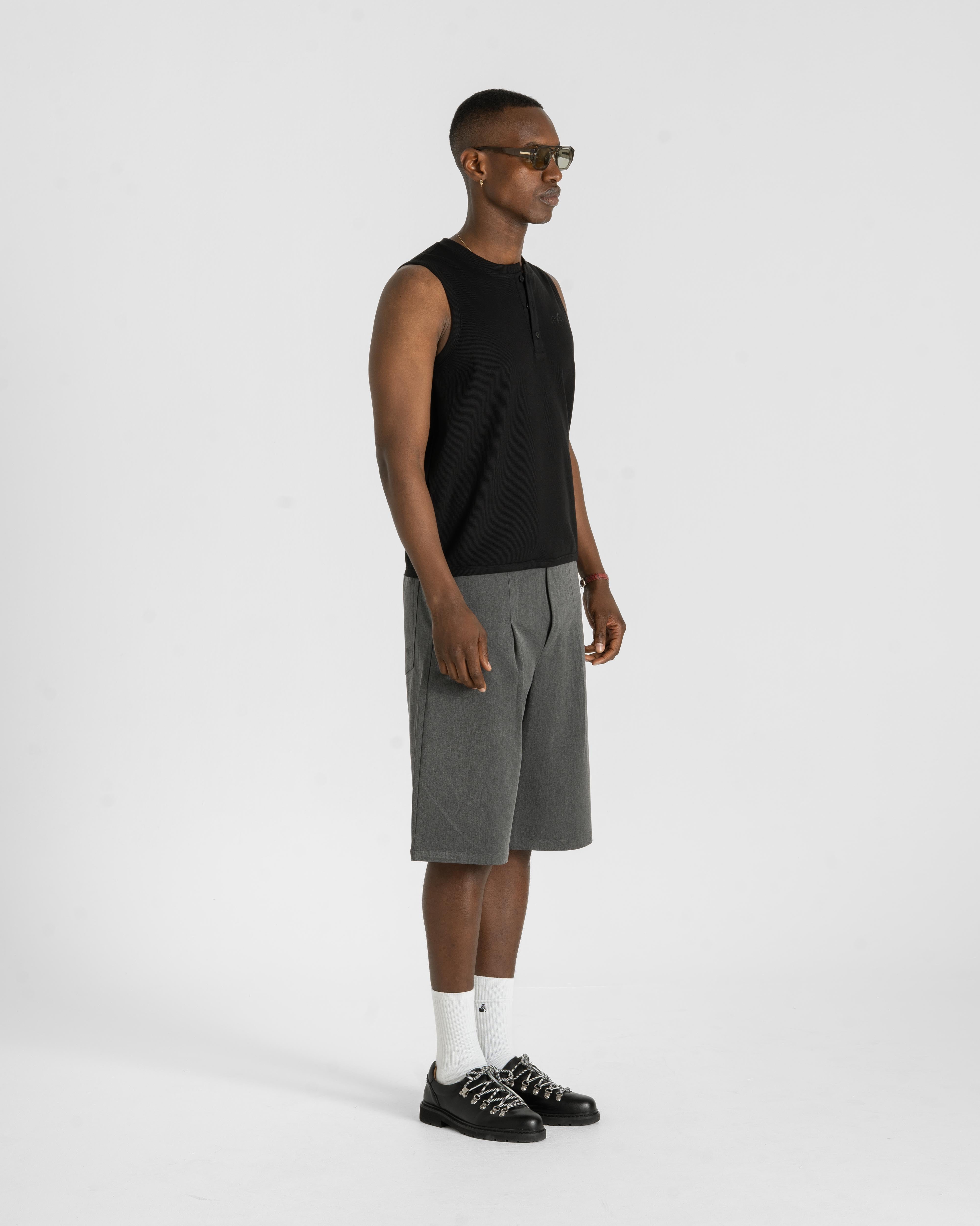 Henley Tank Top Black