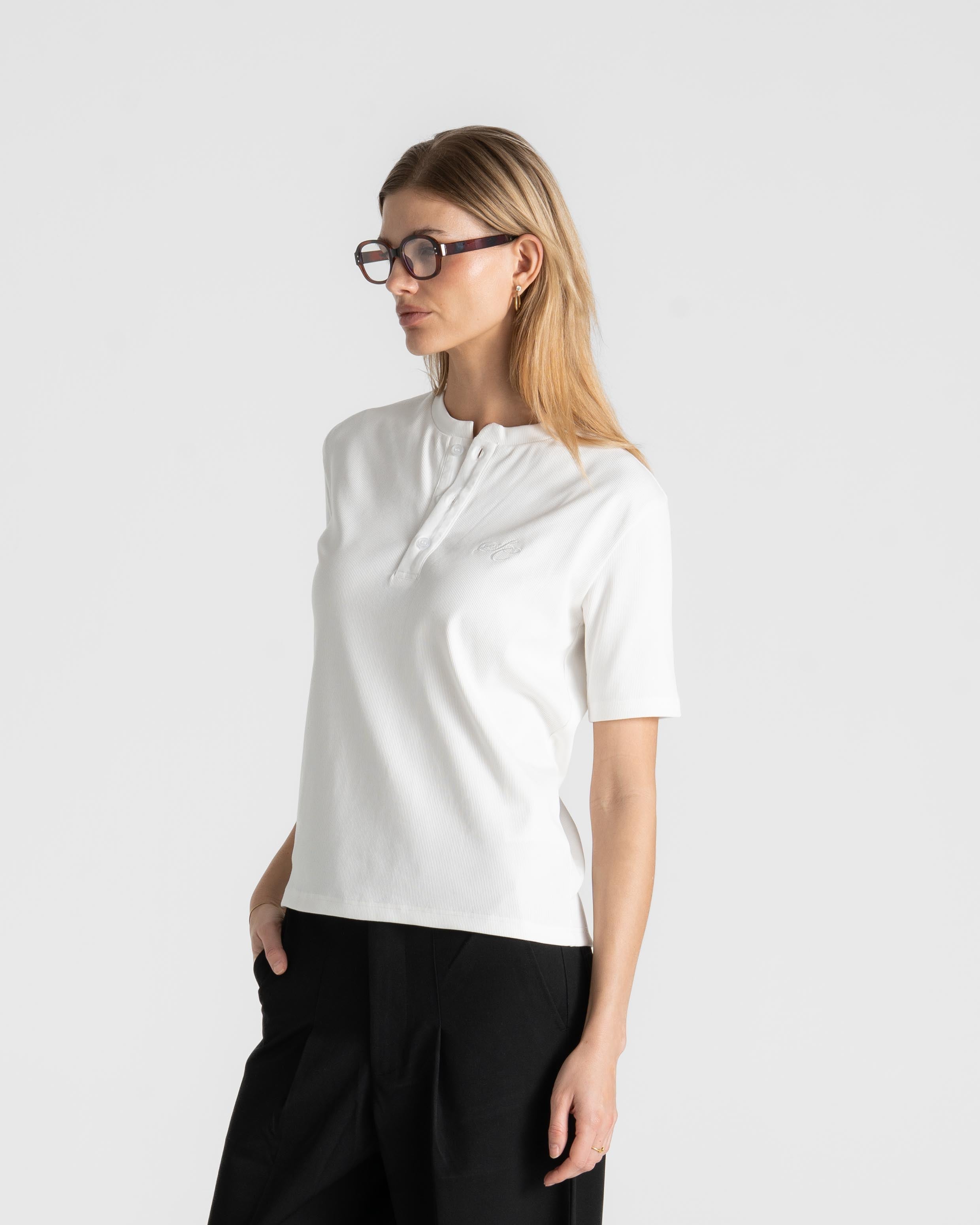 Henley Short Sleeve White