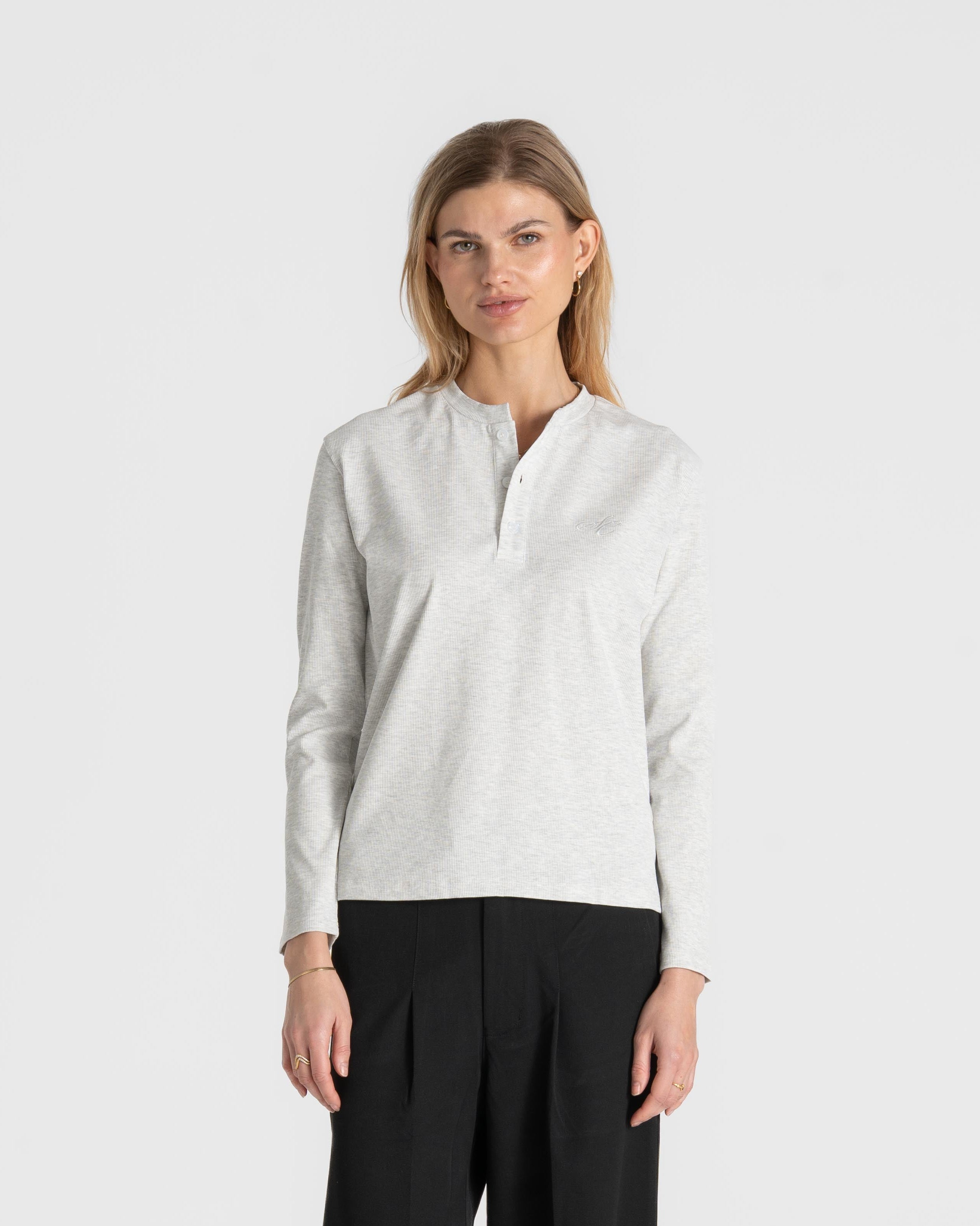 Henley Long Sleeve Heather Grey