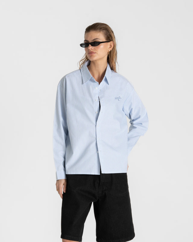 Oxford Longsleeve Shirt Blue Striped Dame