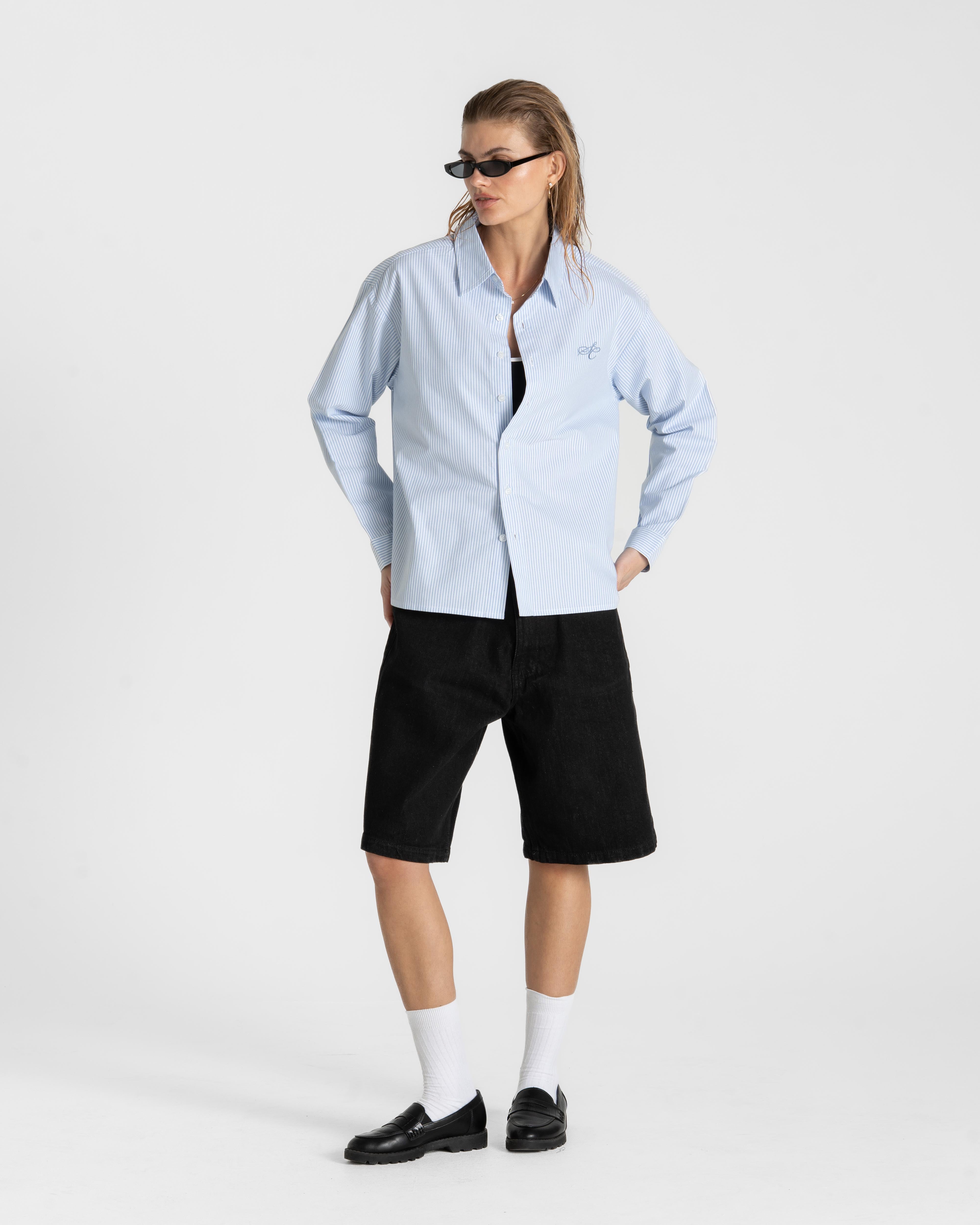 Oxford Longsleeve Shirt Blue Striped Dame