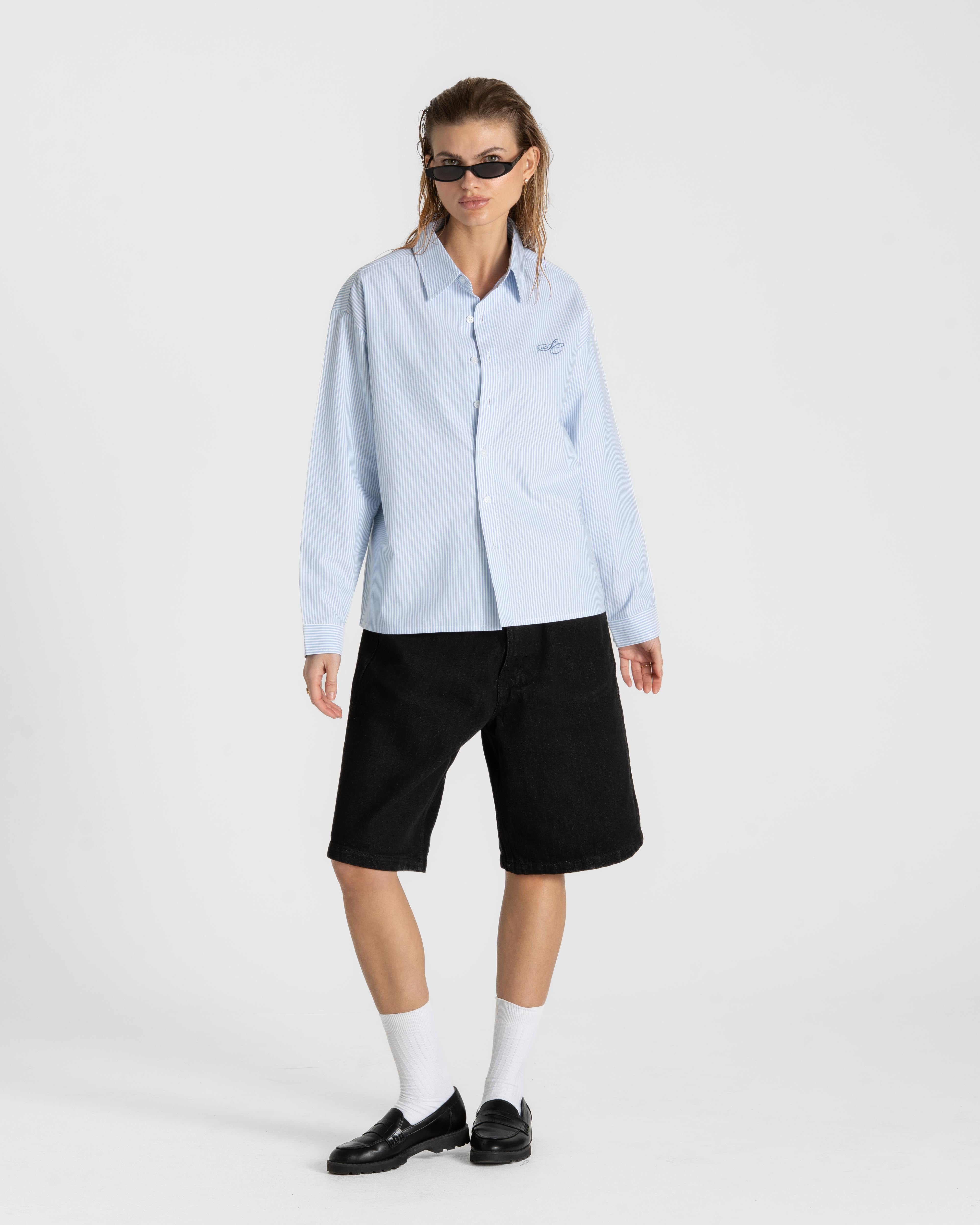 Oxford Longsleeve Shirt Blue Striped Dame