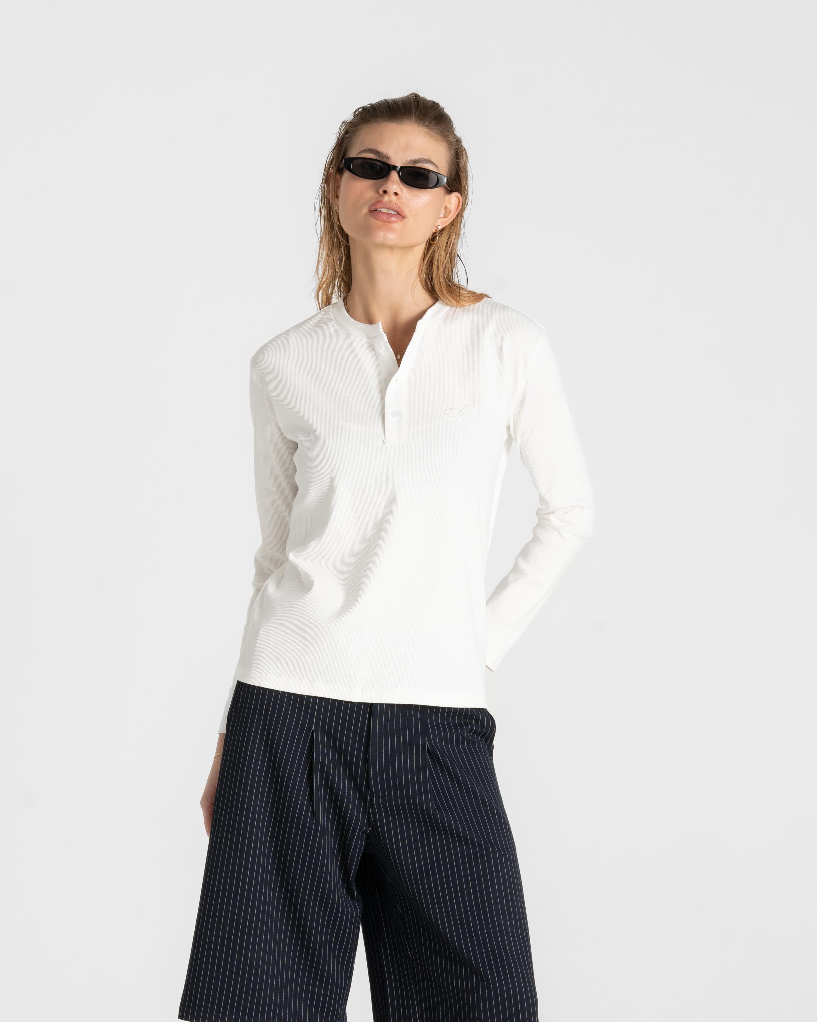 Henley Long Sleeve White