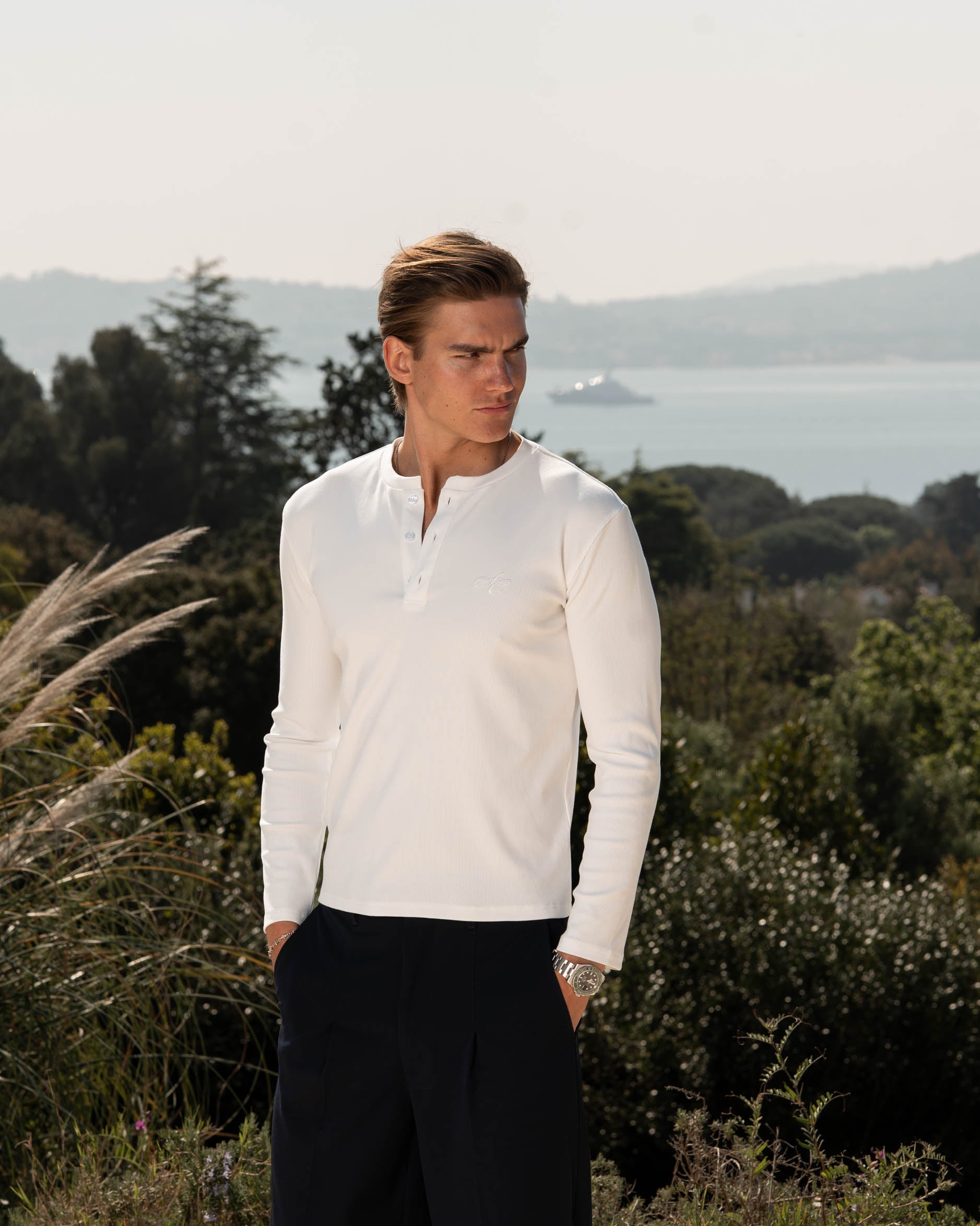 Henley Long Sleeve White