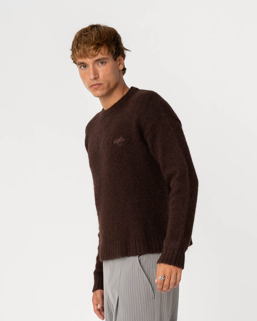 Alpaca Knitted Sweater Brown