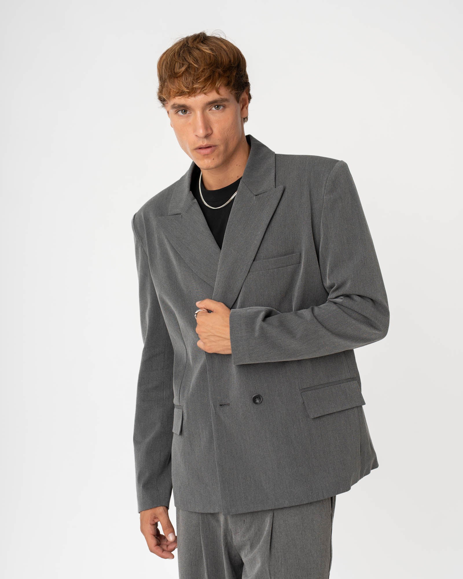 Double Breasted Blazer Grey