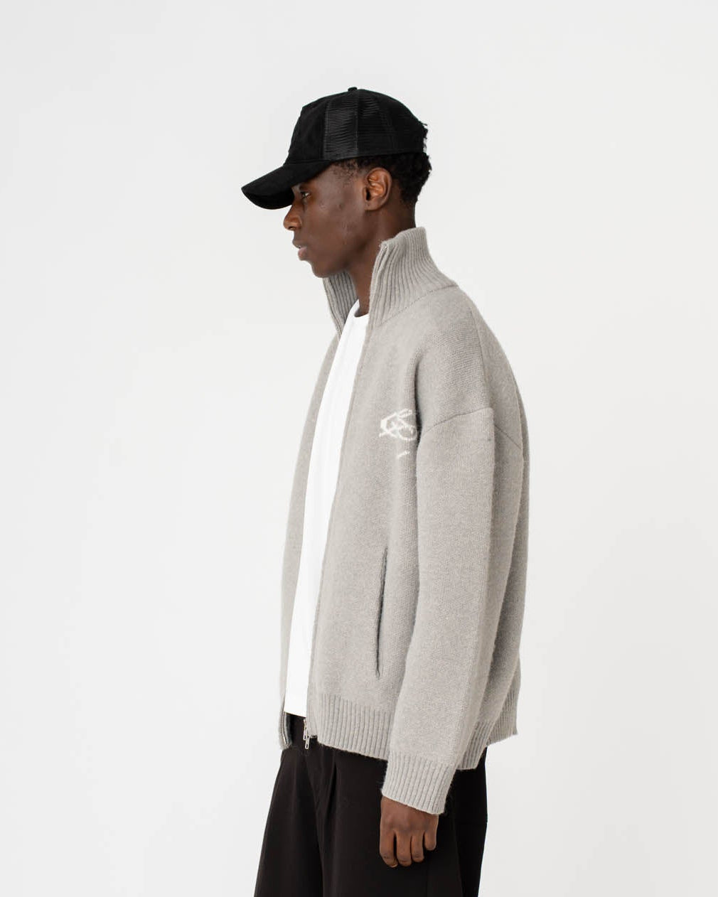 Full-zip Sweater Light grey