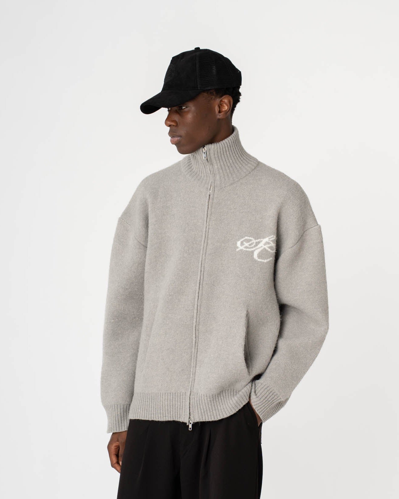 Full-zip Sweater Light grey