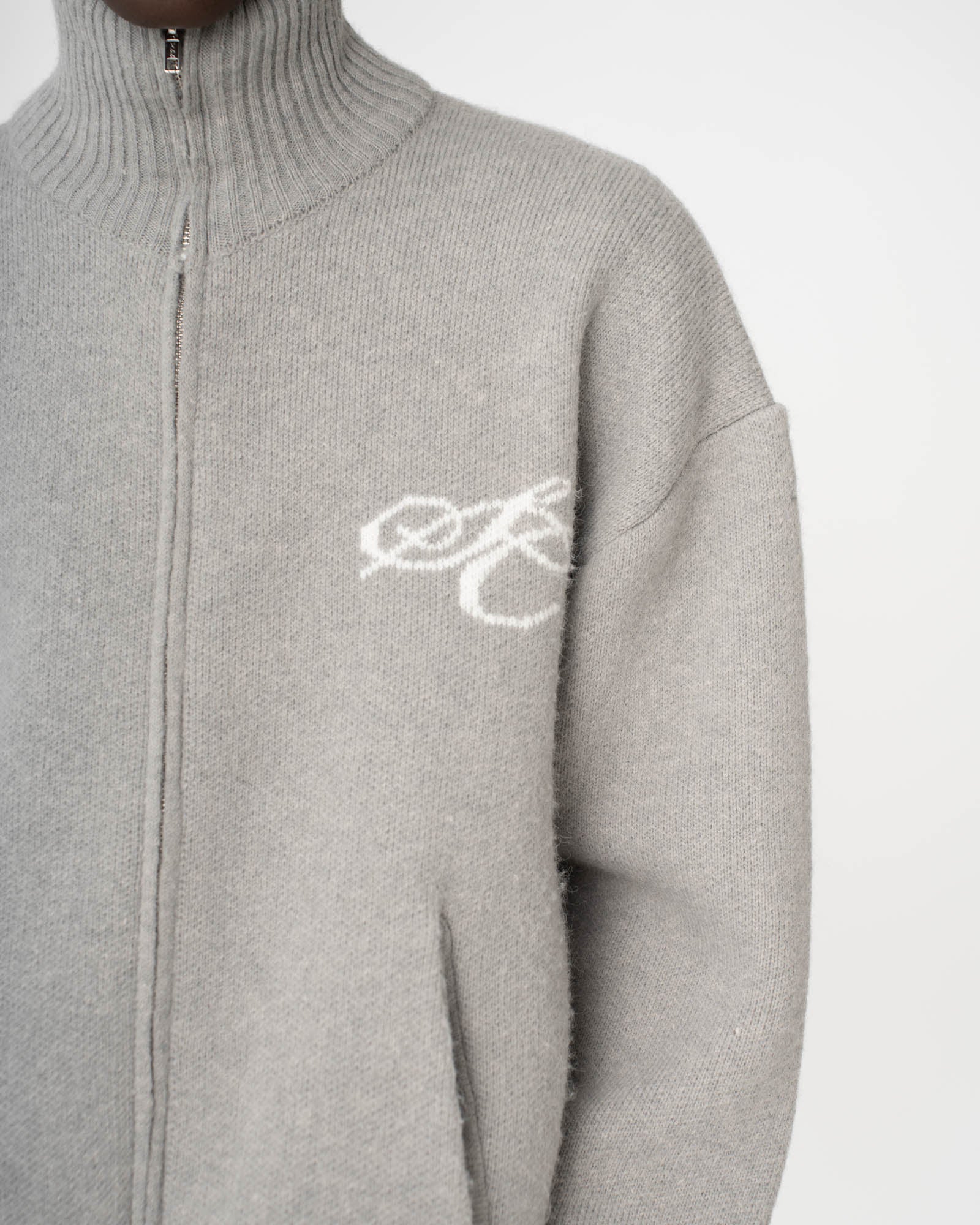 Full Zip Sweater Light grey