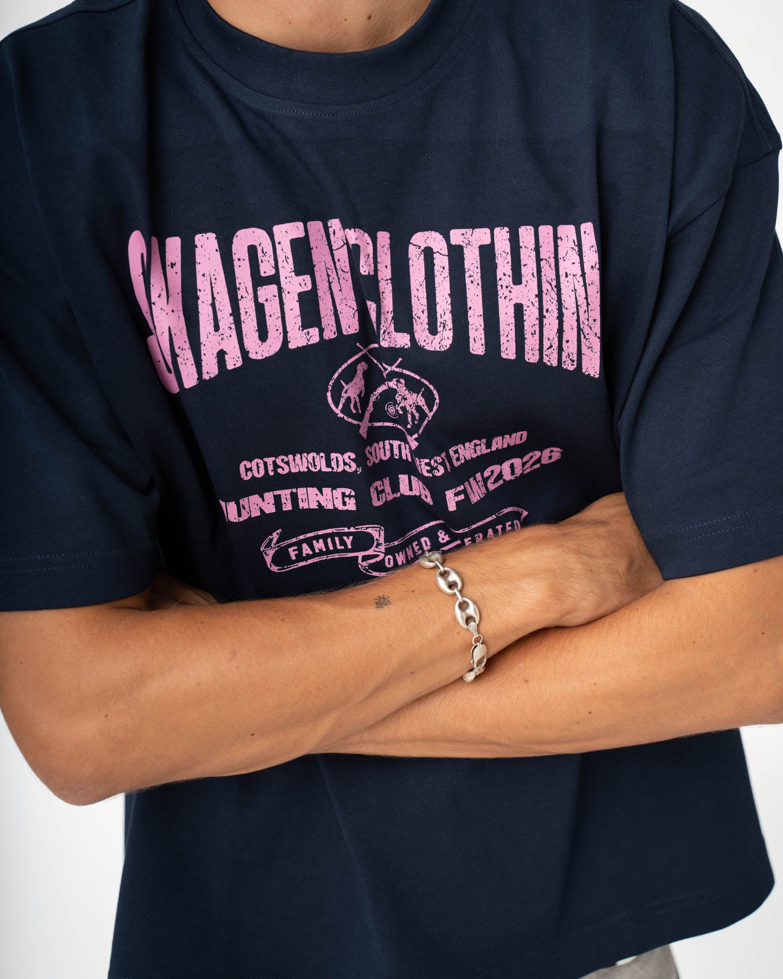 Graphic T-Shirt 'Vintage Hunter Club' Navy