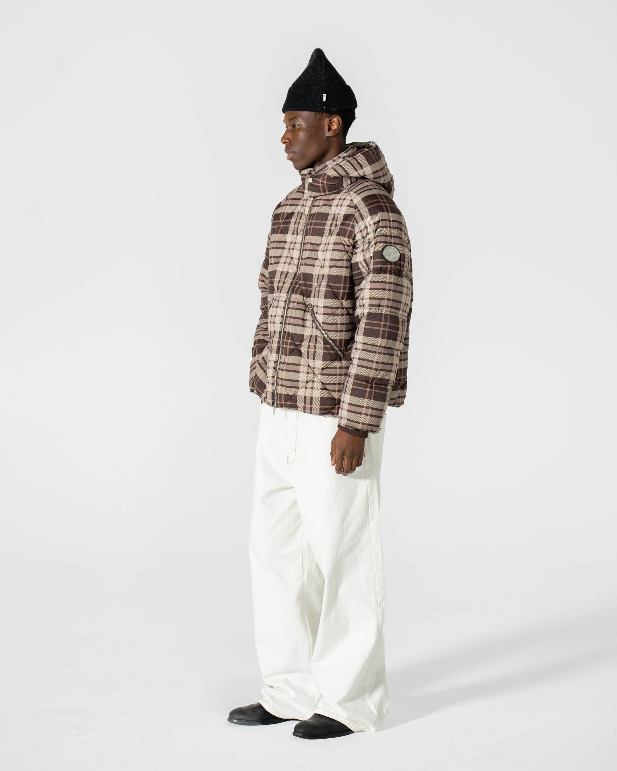 PUFFER JACKET BROWN CHECKED