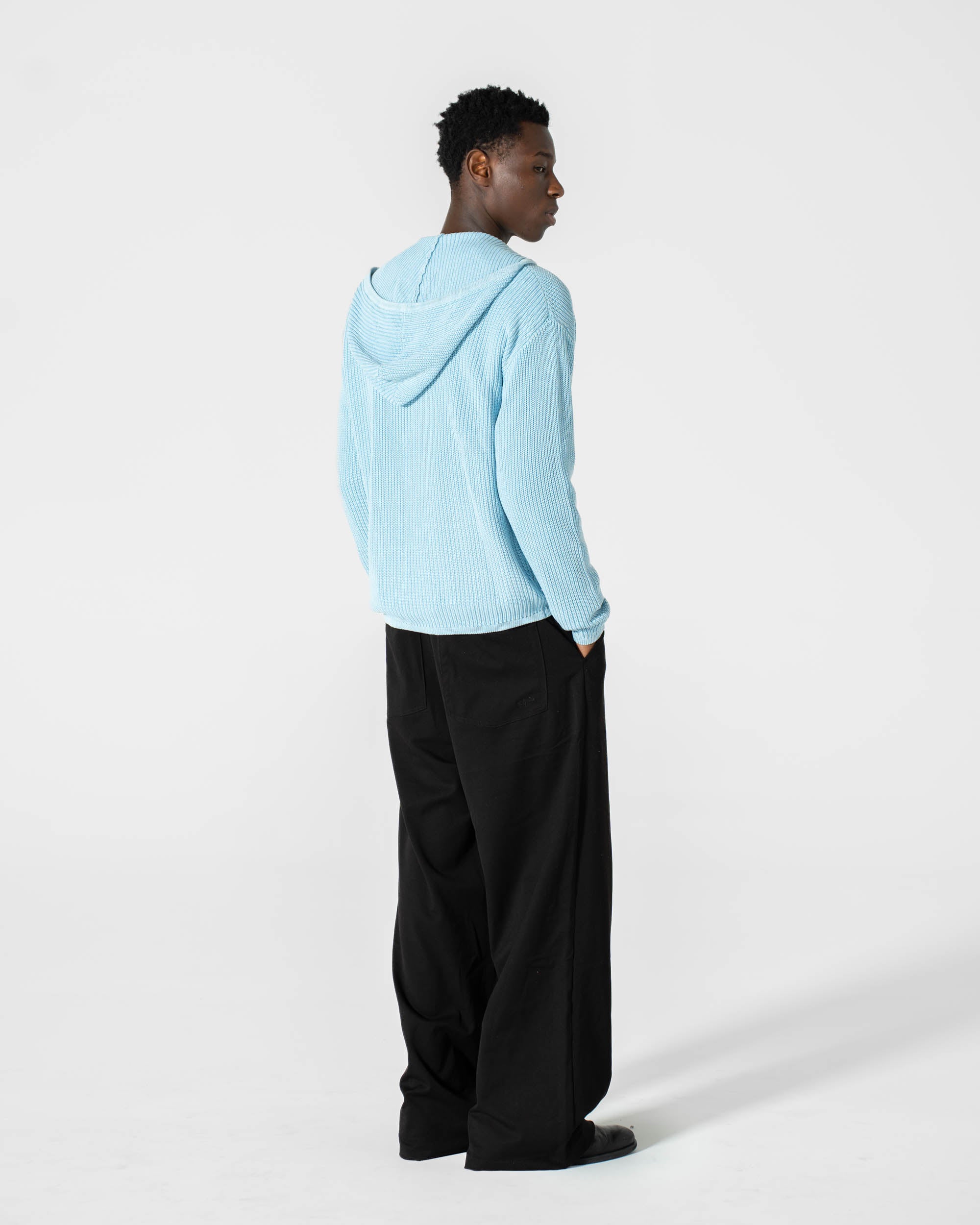 Knit Hoodie Washed Blue