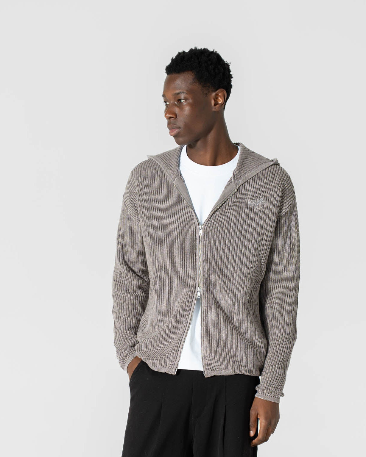Knit Hoodie Washed Grey