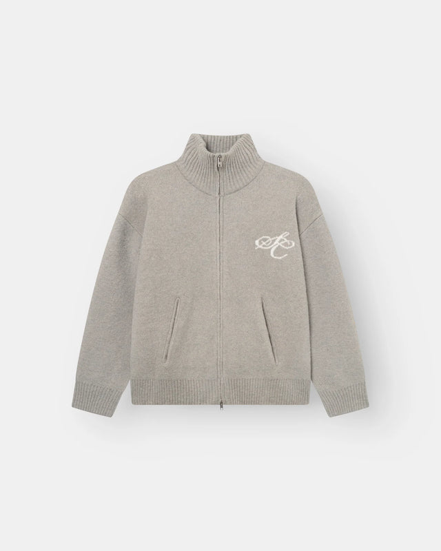 Full-zip Sweater Light grey Dame