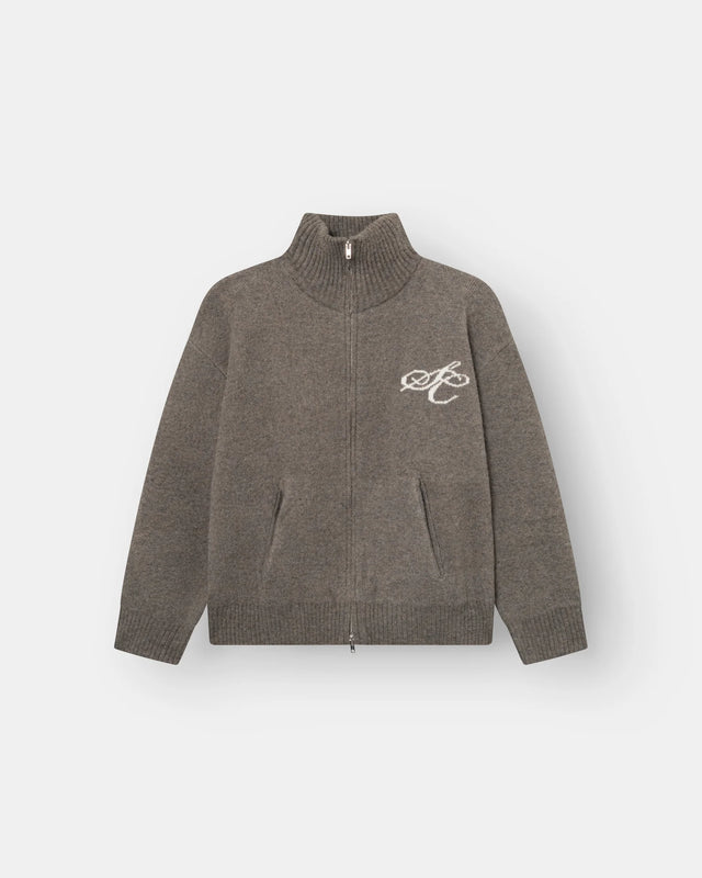 Full-zip Sweater Dark grey Dame