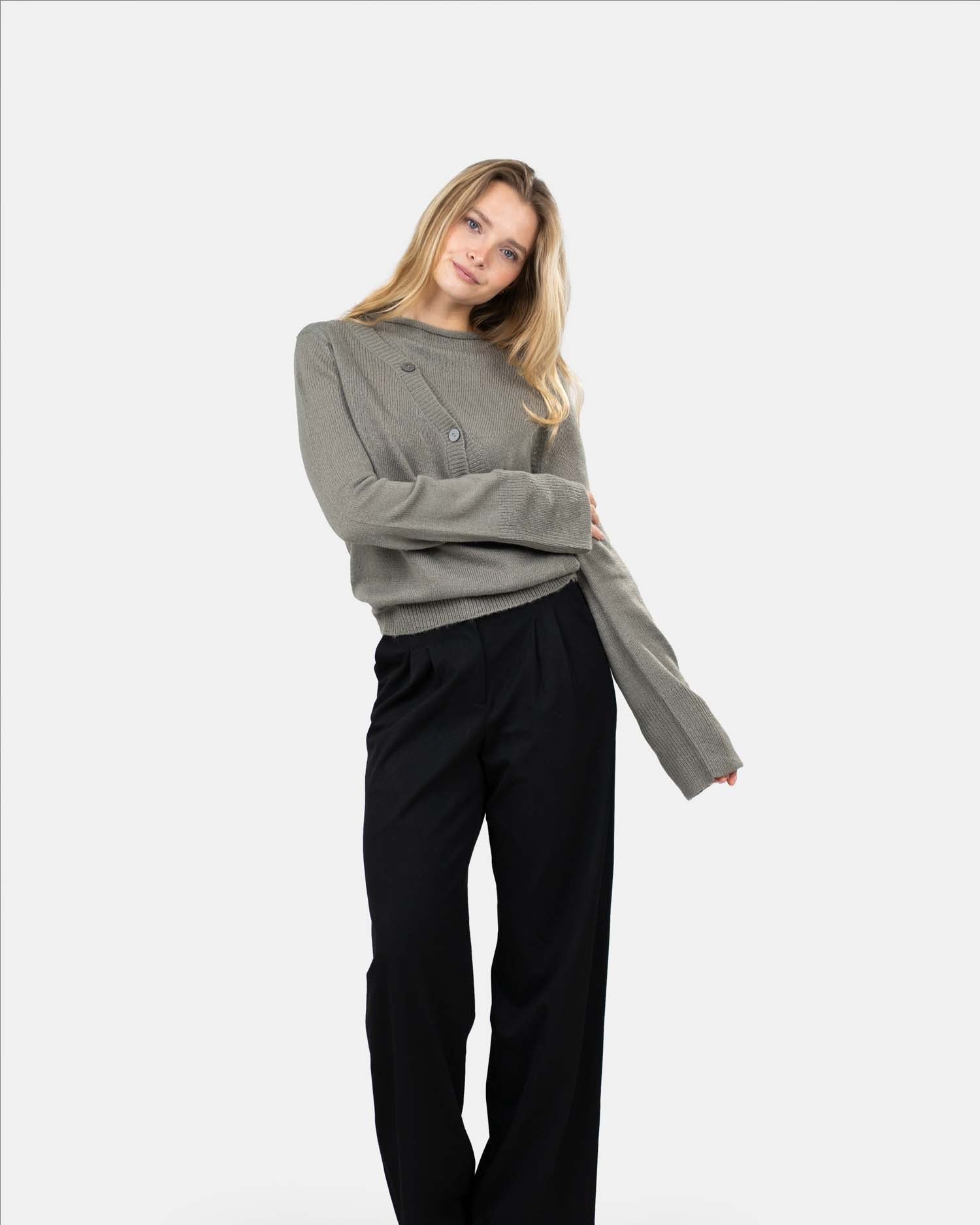 Asymmetrisk Cardigan Grå | Skagen - clothing.dk