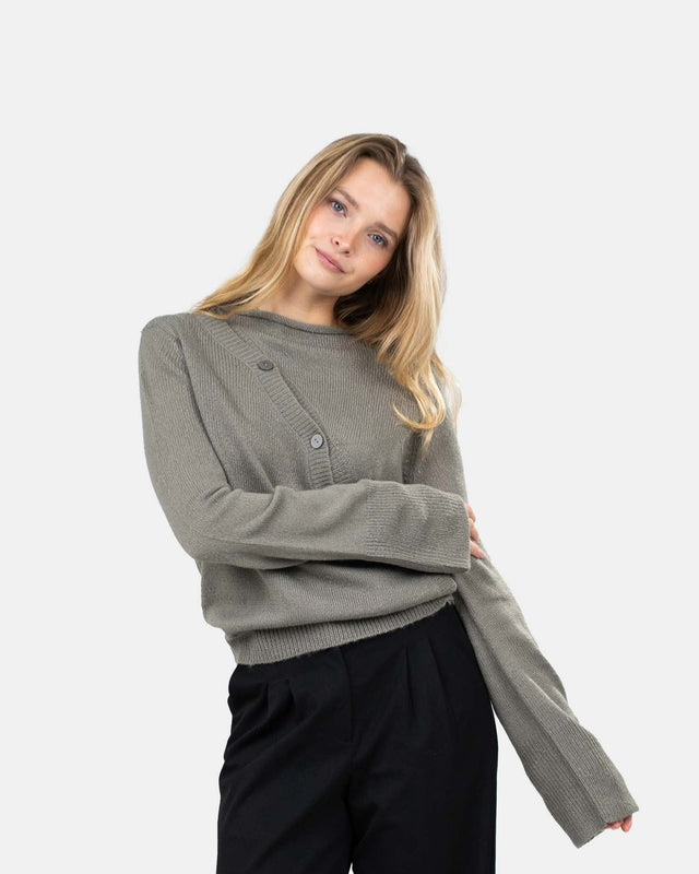 Asymmetrisk Cardigan Grå | Skagen - clothing.dk