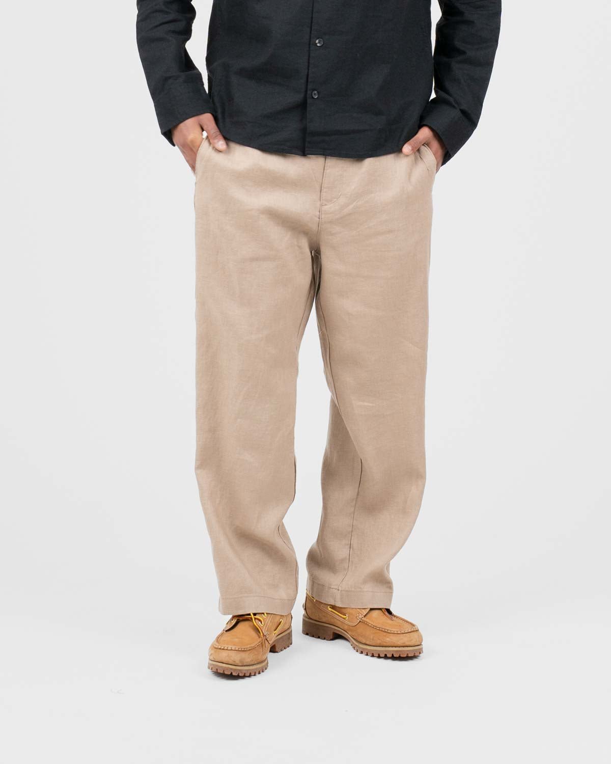 Baggy 100% hørbukser Mokka | Skagen - clothing.dk