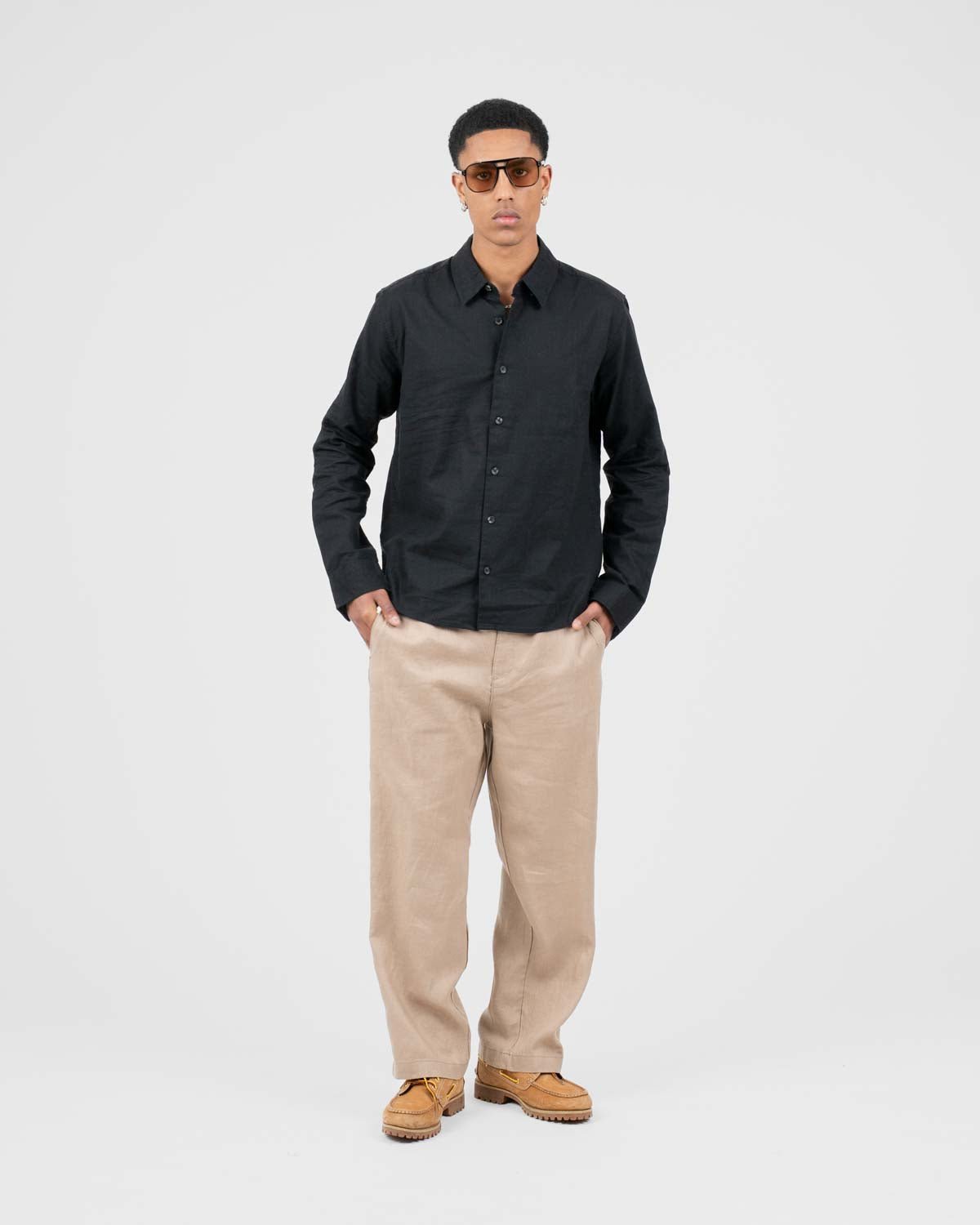 Baggy 100% hørbukser Mokka | Skagen - clothing.dk